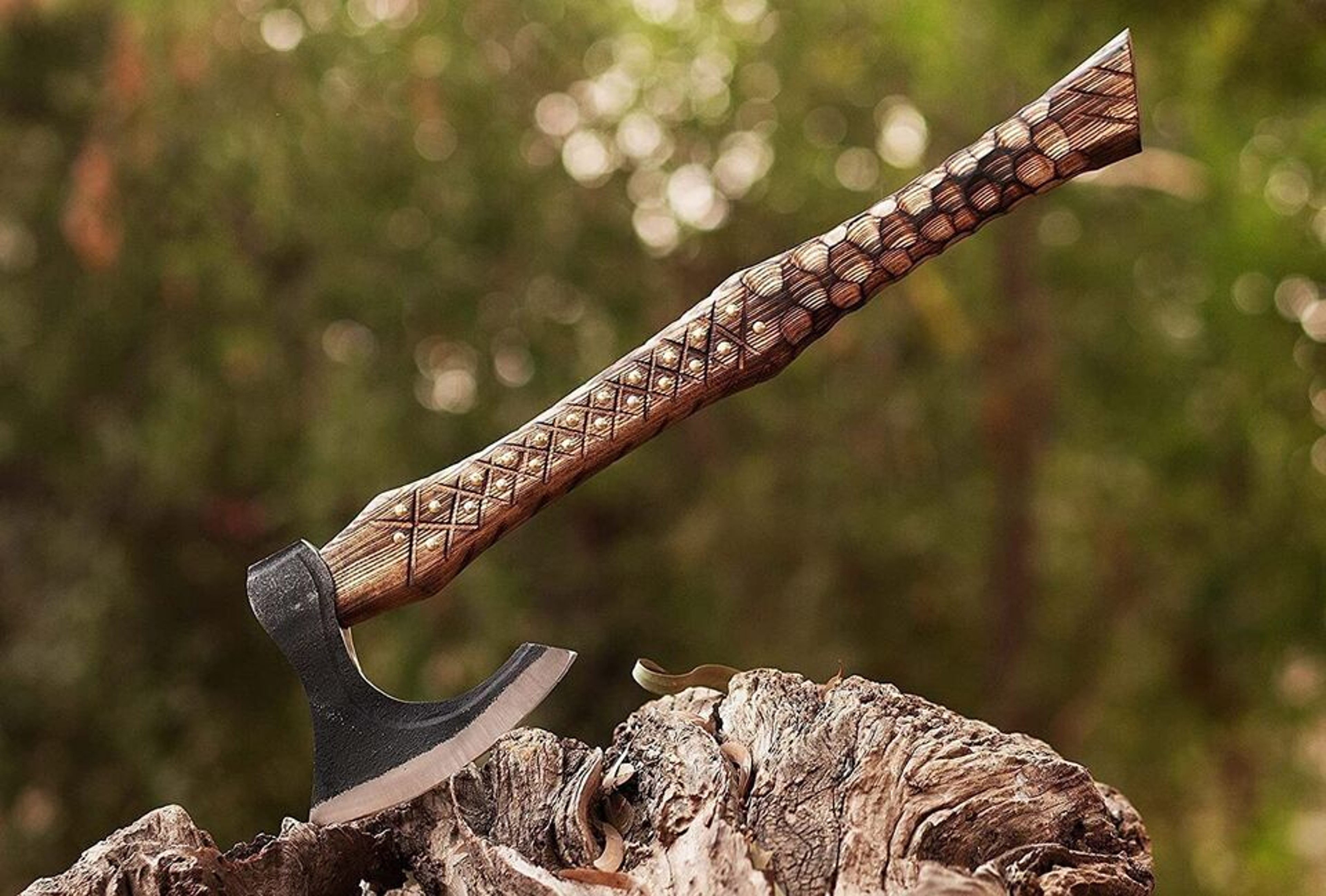 Hand-Forged Carbon Steel Axe | 5" Cutting Edge | Ash Wood Handle | Handmade Viking Axe – view 1