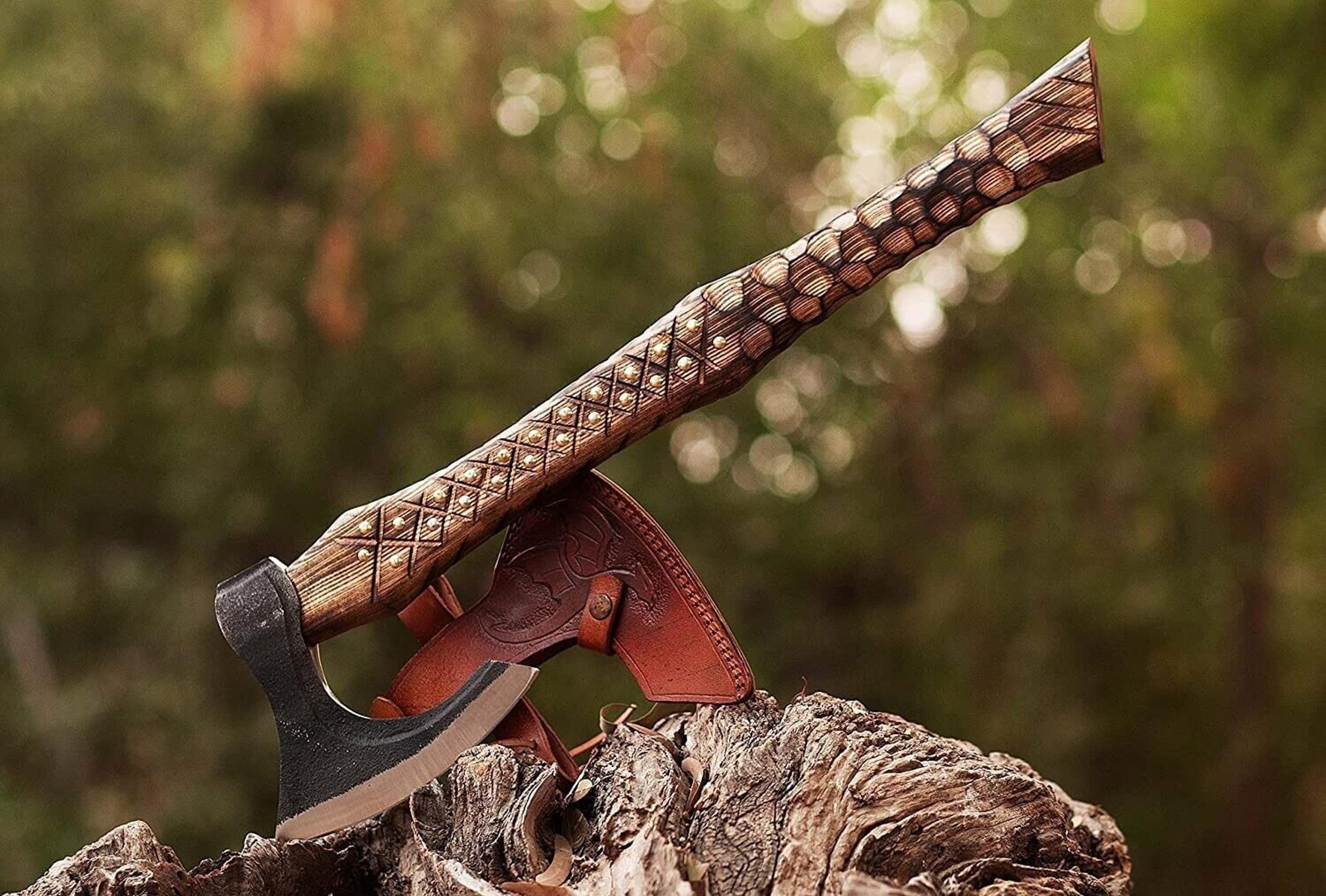 Hand-Forged Carbon Steel Axe | 5" Cutting Edge | Ash Wood Handle | Handmade Viking Axe – view 4
