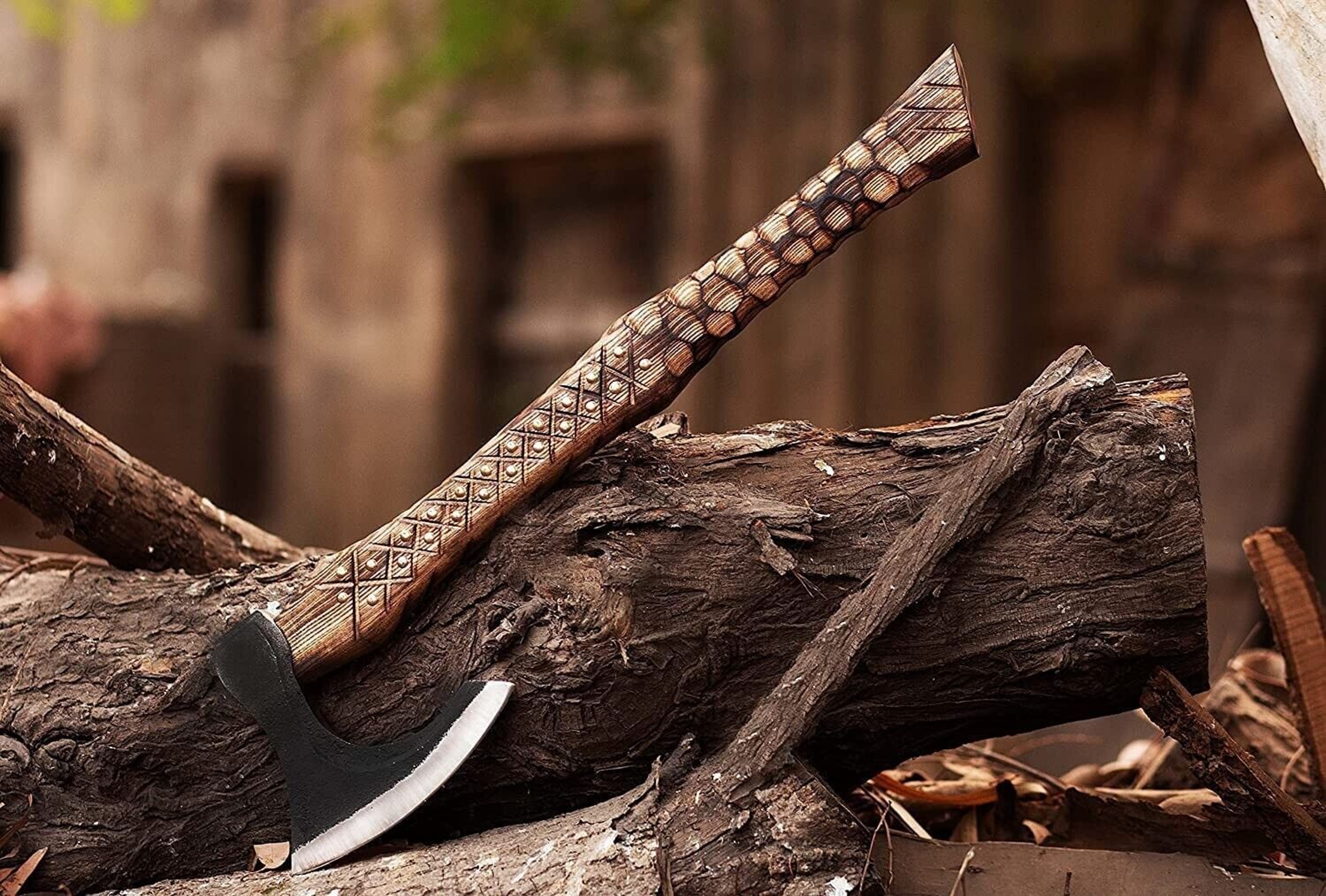 Hand-Forged Carbon Steel Axe | 5" Cutting Edge | Ash Wood Handle | Handmade Viking Axe – view 5
