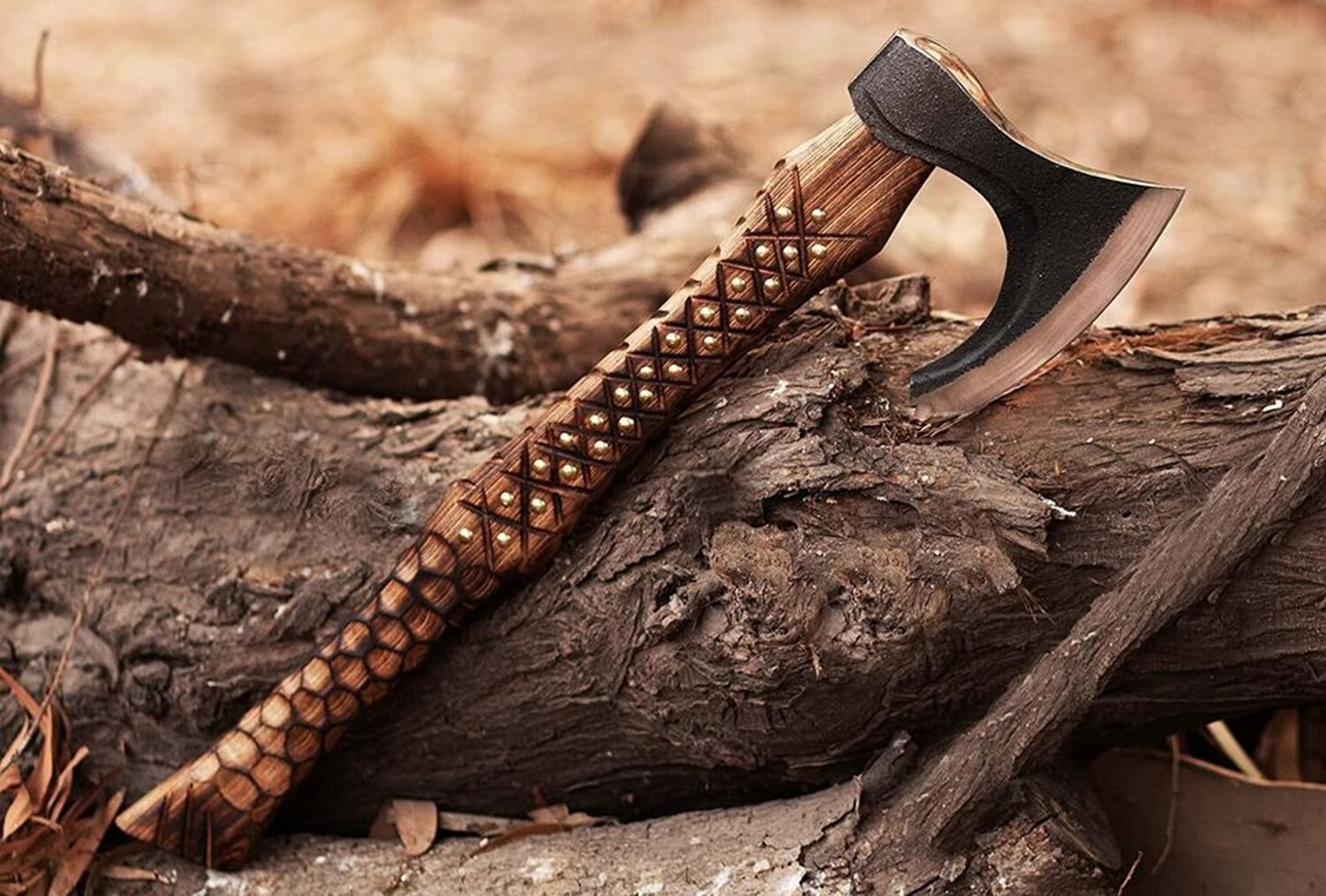 Hand-Forged Carbon Steel Axe | 5" Cutting Edge | Ash Wood Handle | Handmade Viking Axe – view 3