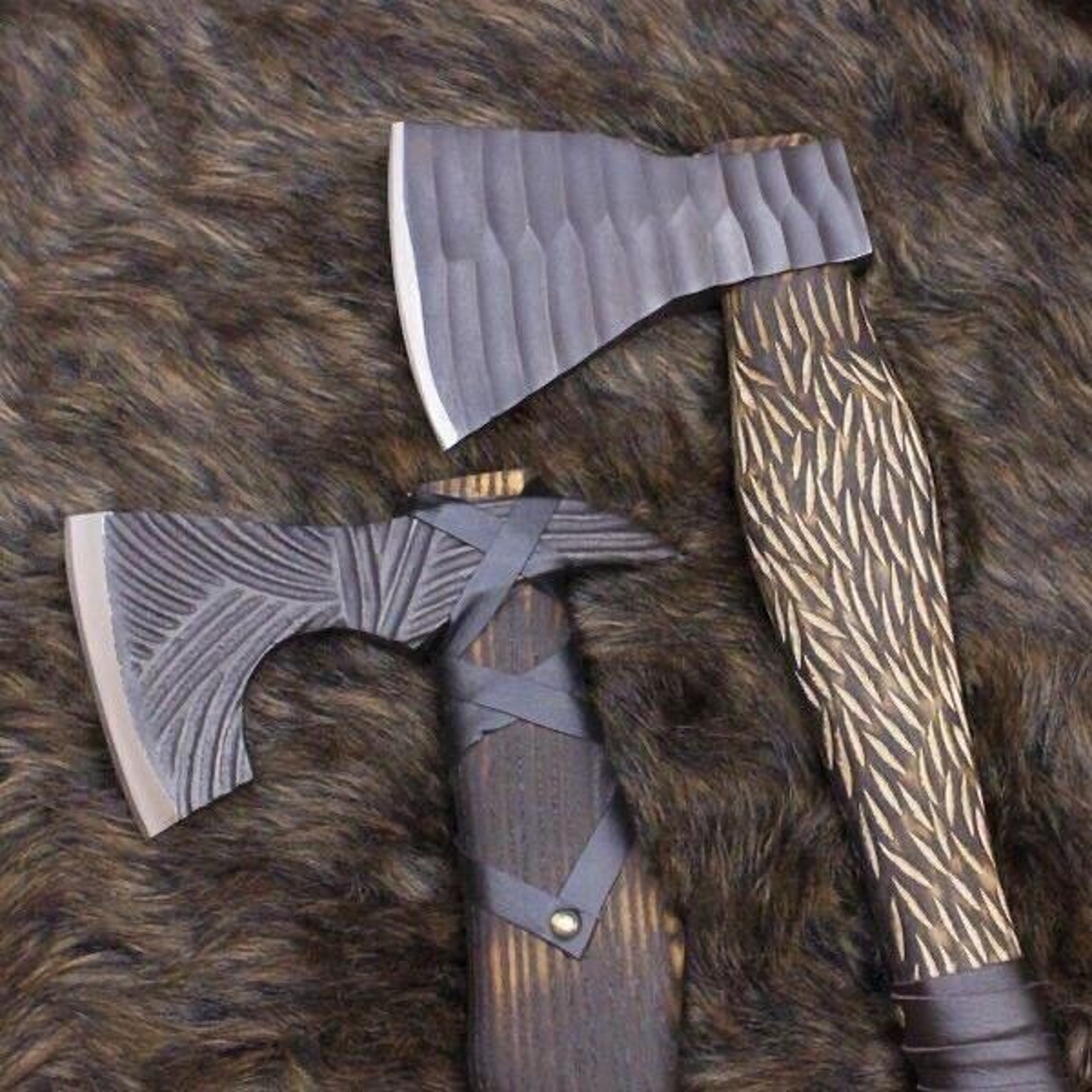 Lot Of 2_Hand Forged steel Head Hatchet Camping Survival Outdoor Hunting Axe – view 2