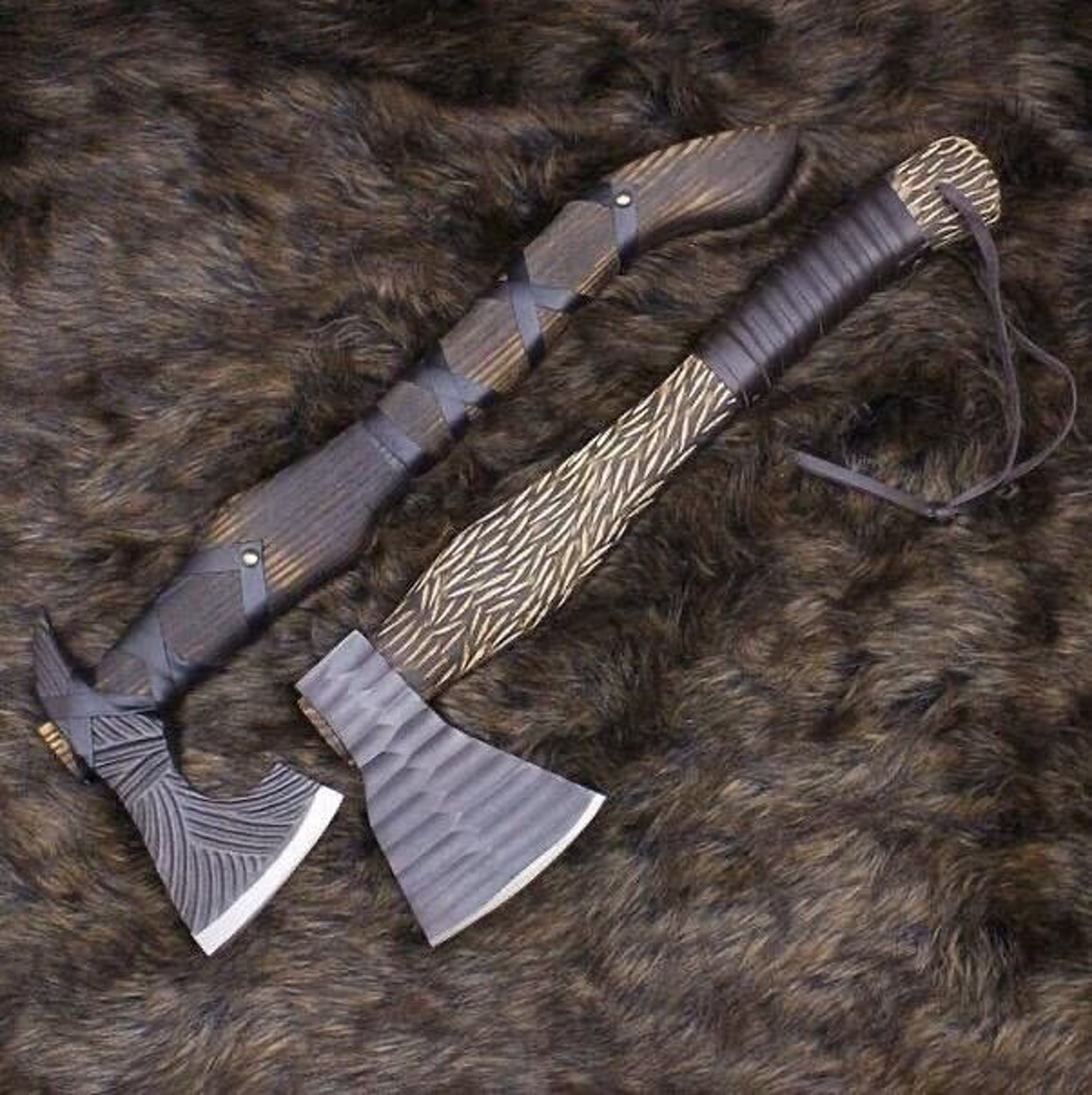 Lot Of 2_Hand Forged steel Head Hatchet Camping Survival Outdoor Hunting Axe – view 7
