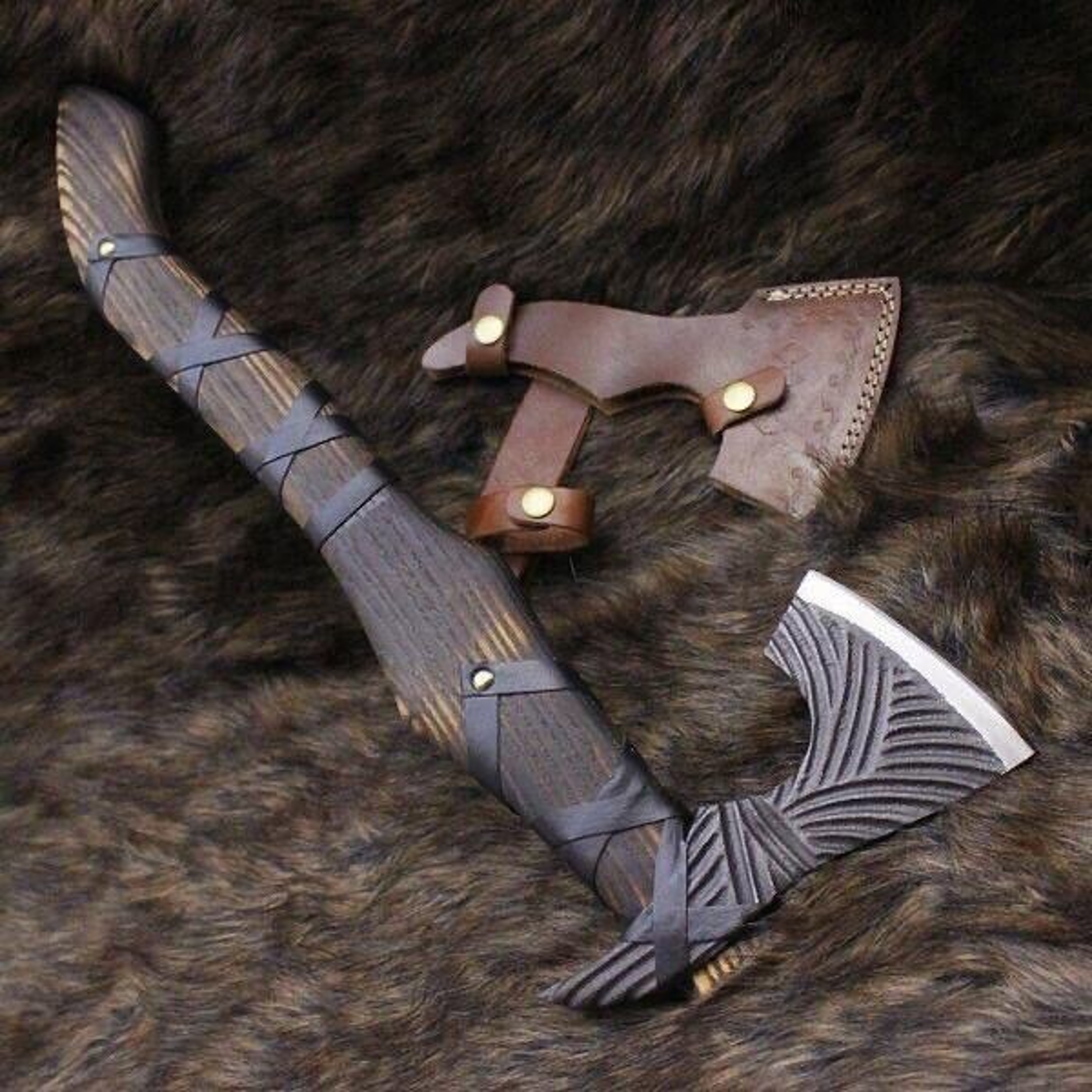 Lot Of 2_Hand Forged steel Head Hatchet Camping Survival Outdoor Hunting Axe – view 4