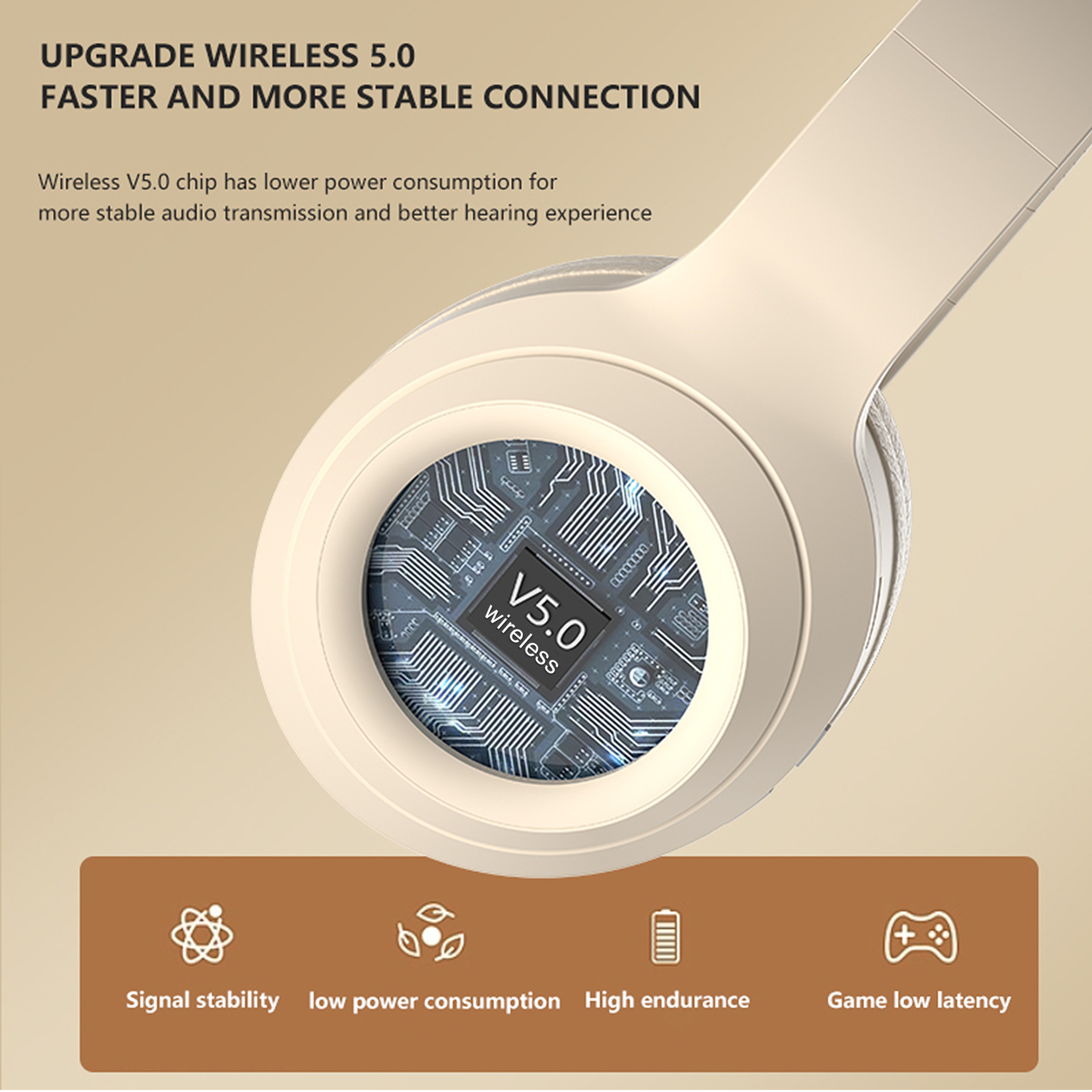 Wireless Bluetooth Over Ear Headphones HIFI Stereo Noise Canceling Sports  Gaming Earphones 0