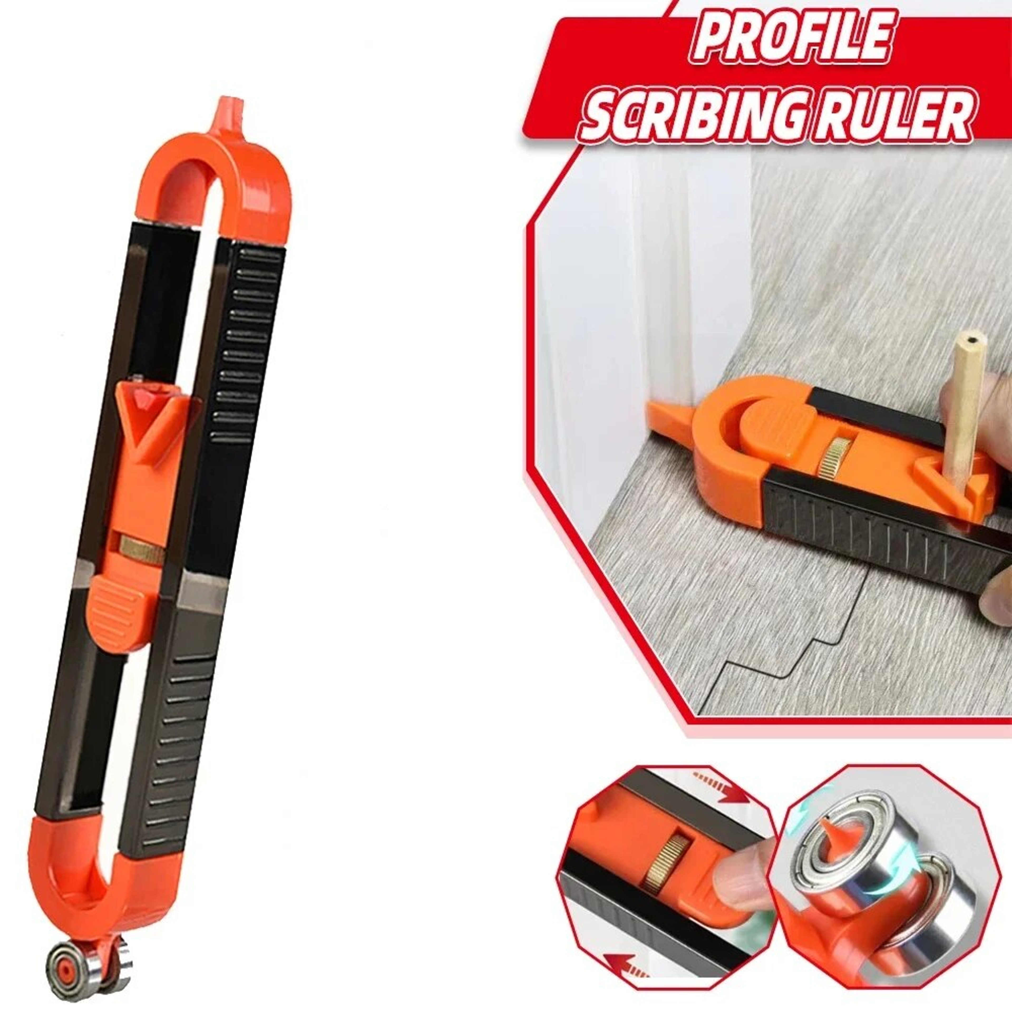 Adjustable Profile Scribing Ruler with Lock Precision Woodworking Contour Gauge Duplicator – view 2
