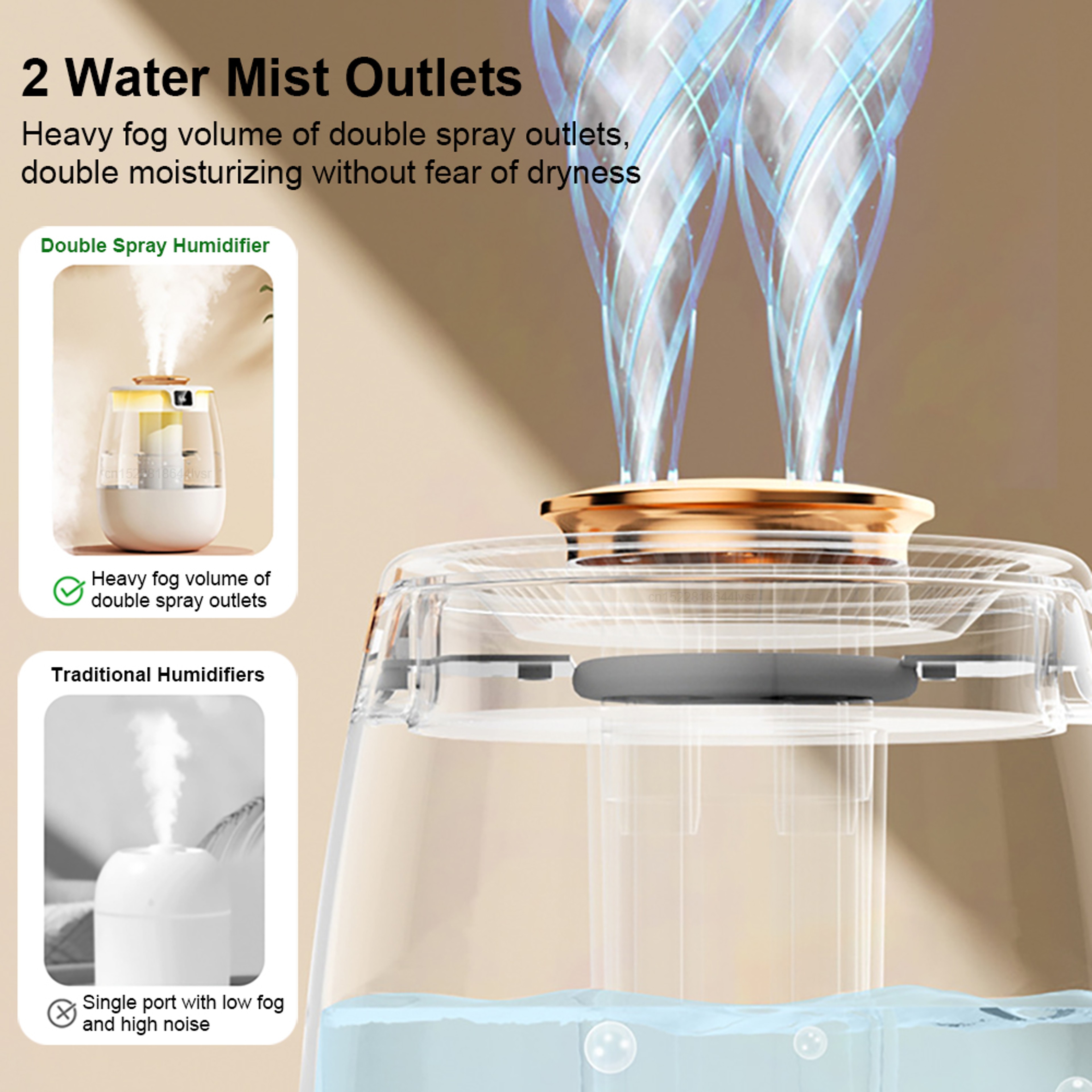 Aroma Humidifier With Dual Spray Ports  Essential Oil Diffuser Water Humidifier With Light For Home