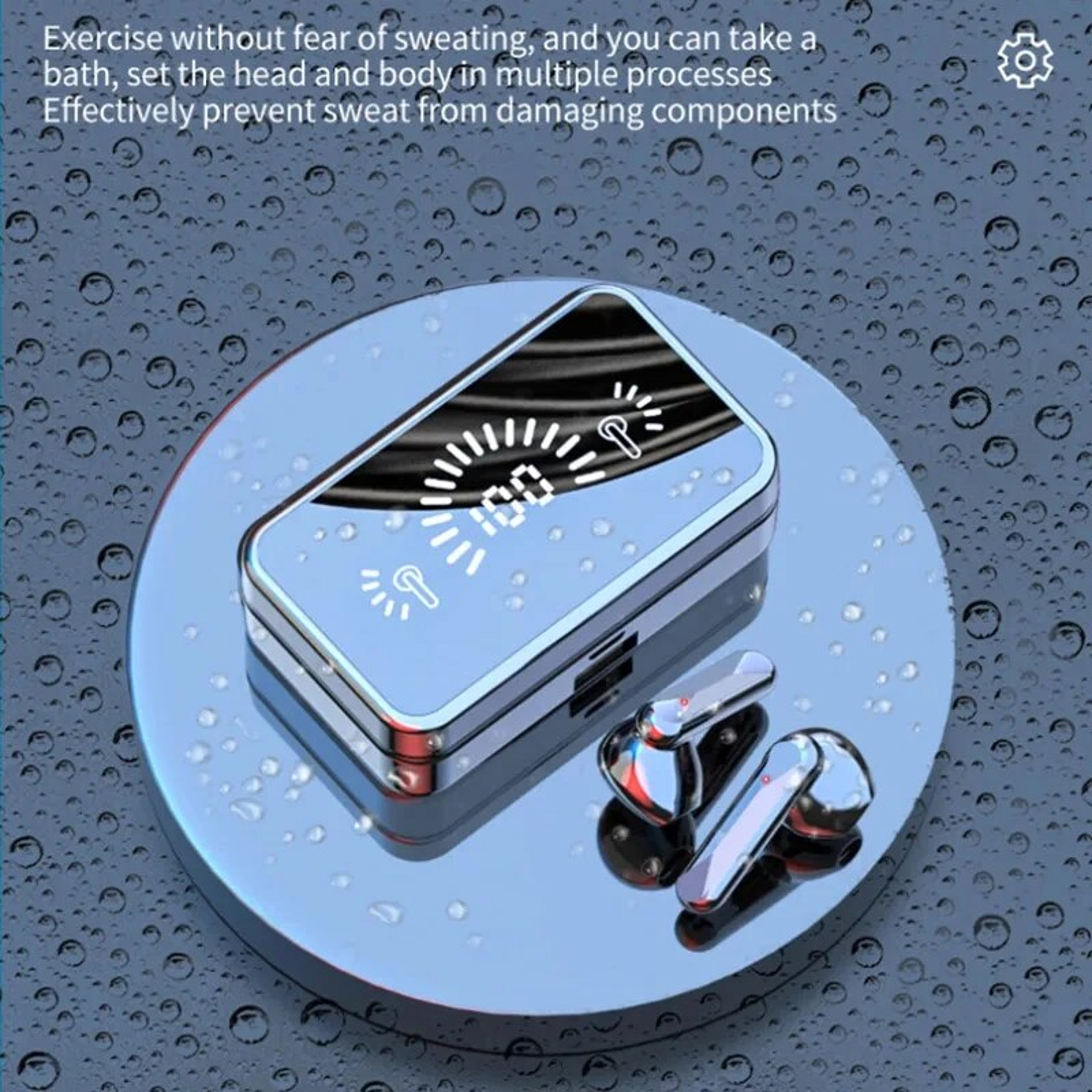 Bluetooth Earbuds With Digital Display  Touch Control Mirror Wireless Stereo Headset For Sports Fit 0
