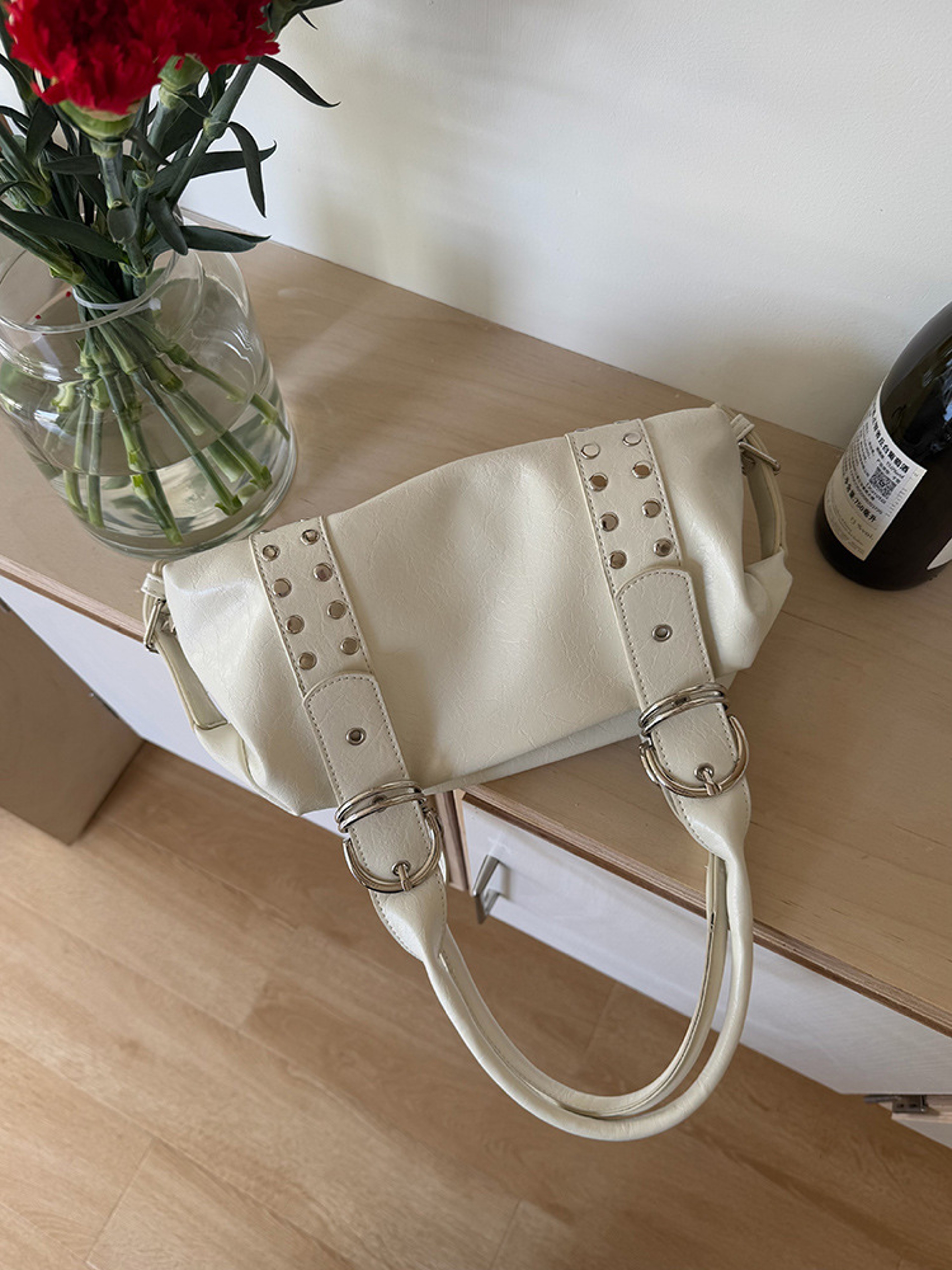 Fashion Rivet Womens PU Leather Shoulder Bag Large Underarm Handbag 3