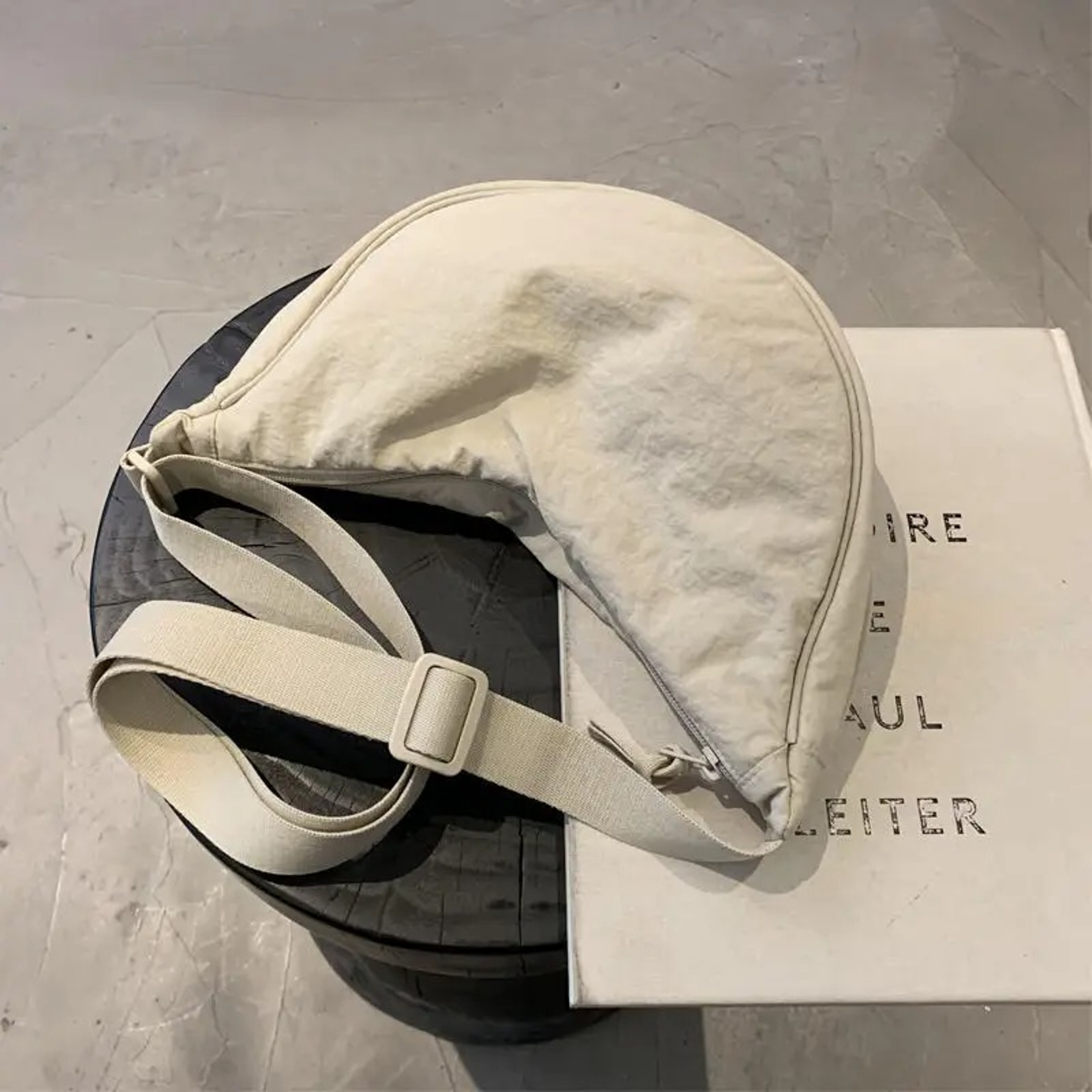 Large Capacity Solid Color Chest Bag For Women Stylish Half Moon Crossbody Travel Shoulder Bag 3