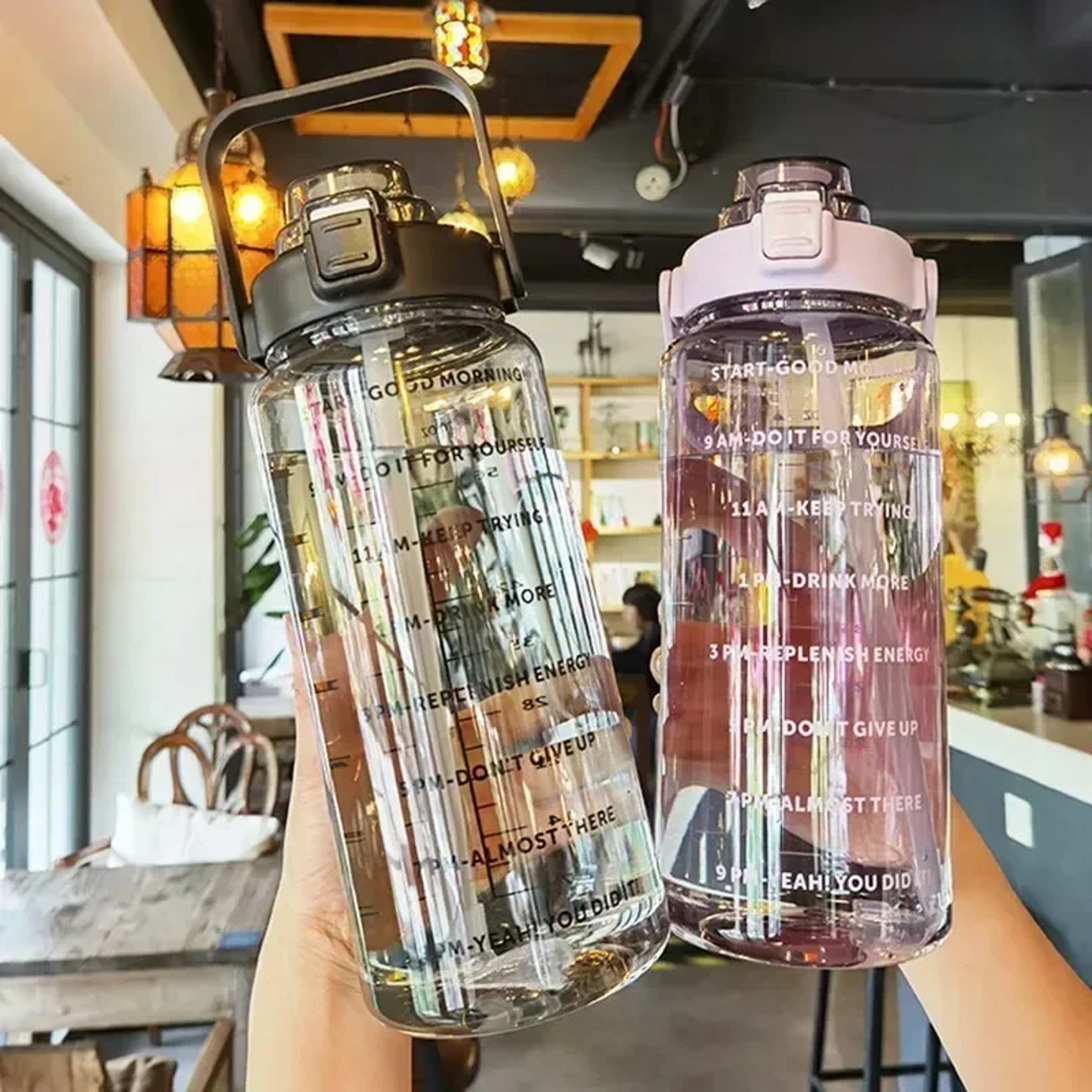 Portable Water Bottle With Straw And Time Marker Ideal For Outdoor Fitness And Sports Large Capacit 2