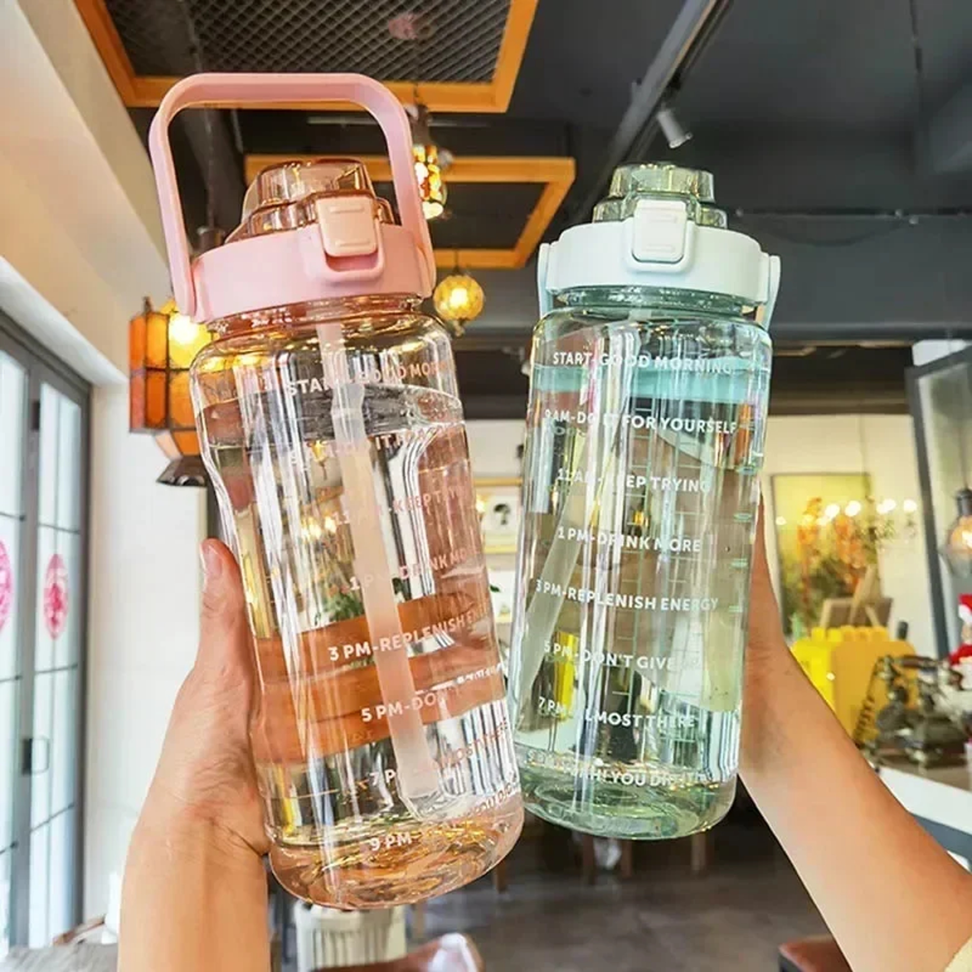 Portable Water Bottle With Straw And Time Marker Ideal For Outdoor Fitness And Sports Large Capacit 3