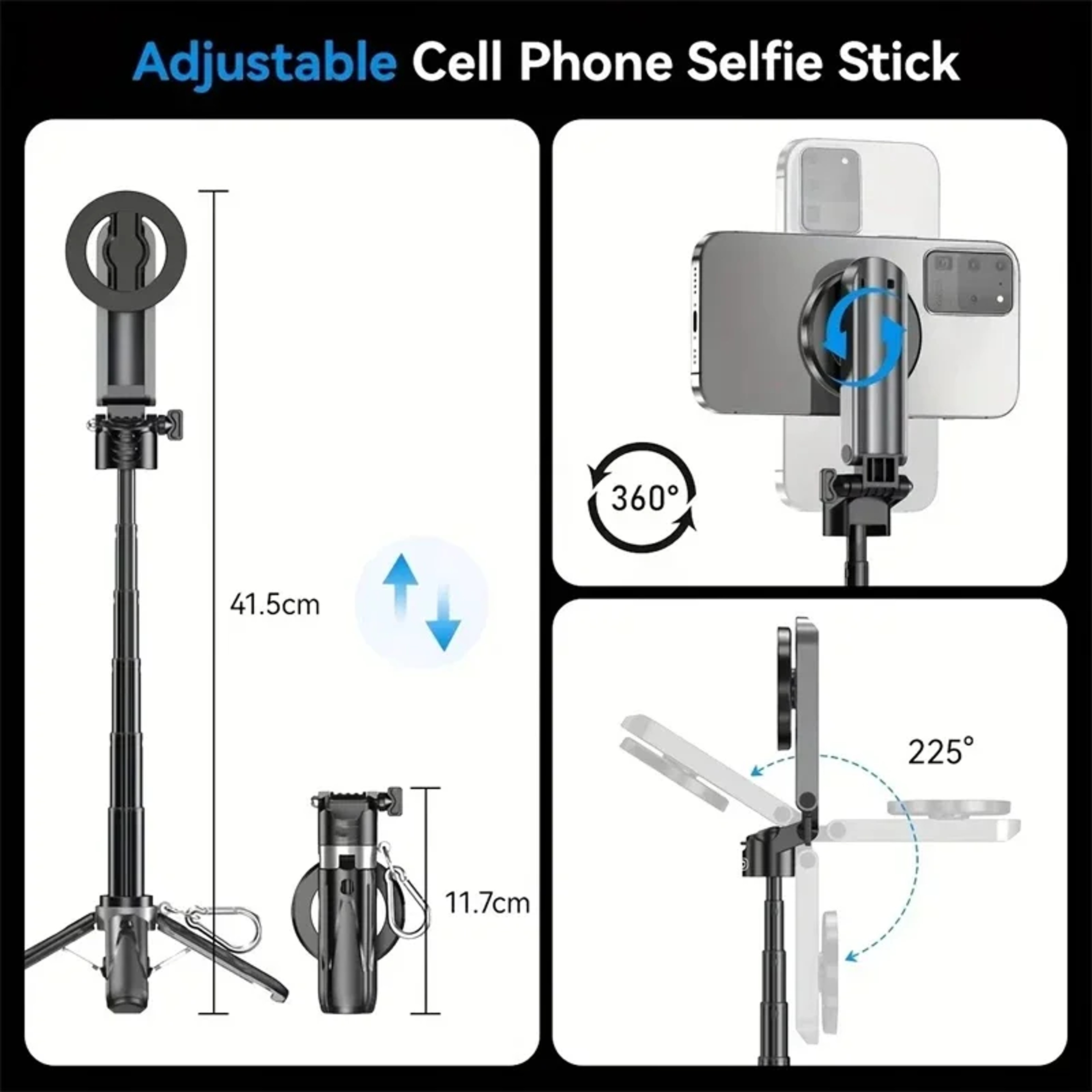 Pocket Mini Bluetooth Magnetic Selfie Stick With Tripod Stand Magsafe Travel Monopod 1