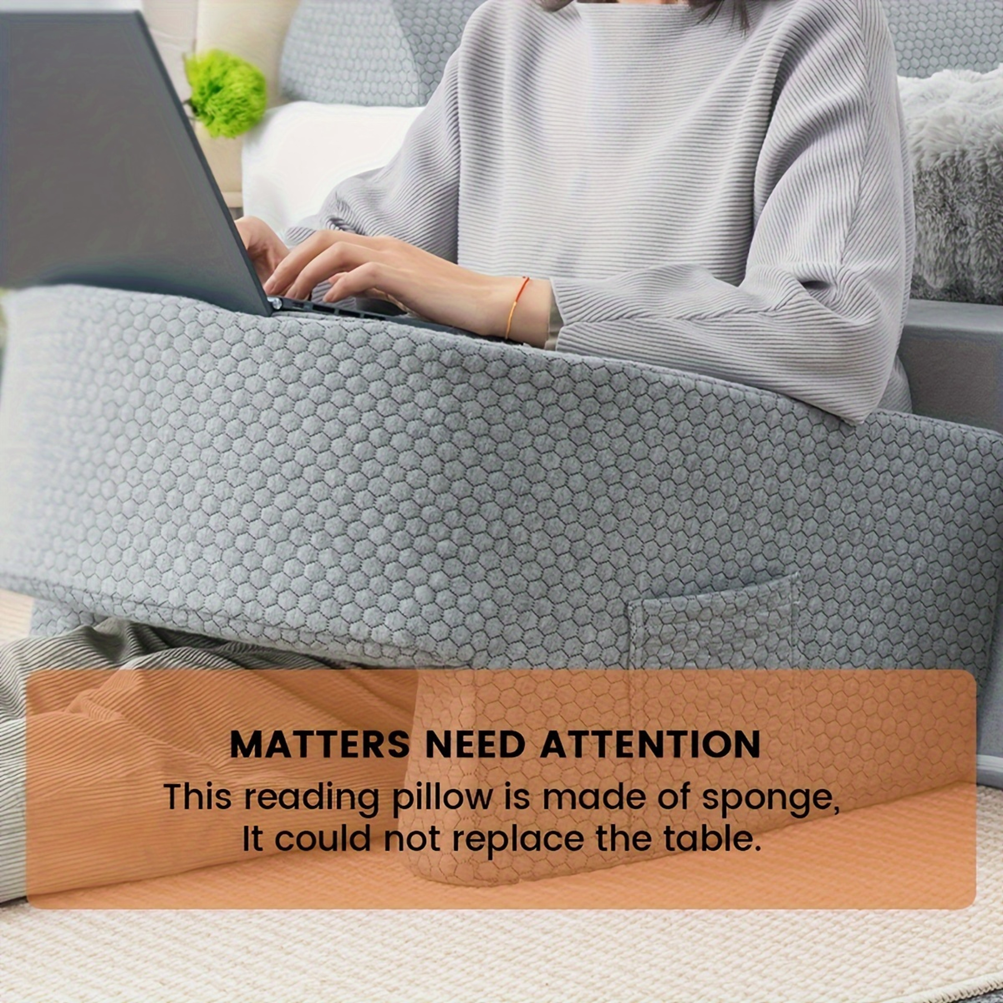 Extra Large Memory Foam Lap Desk  Reading Pillow With Arm Rests For Gaming Working And Bed Comfort