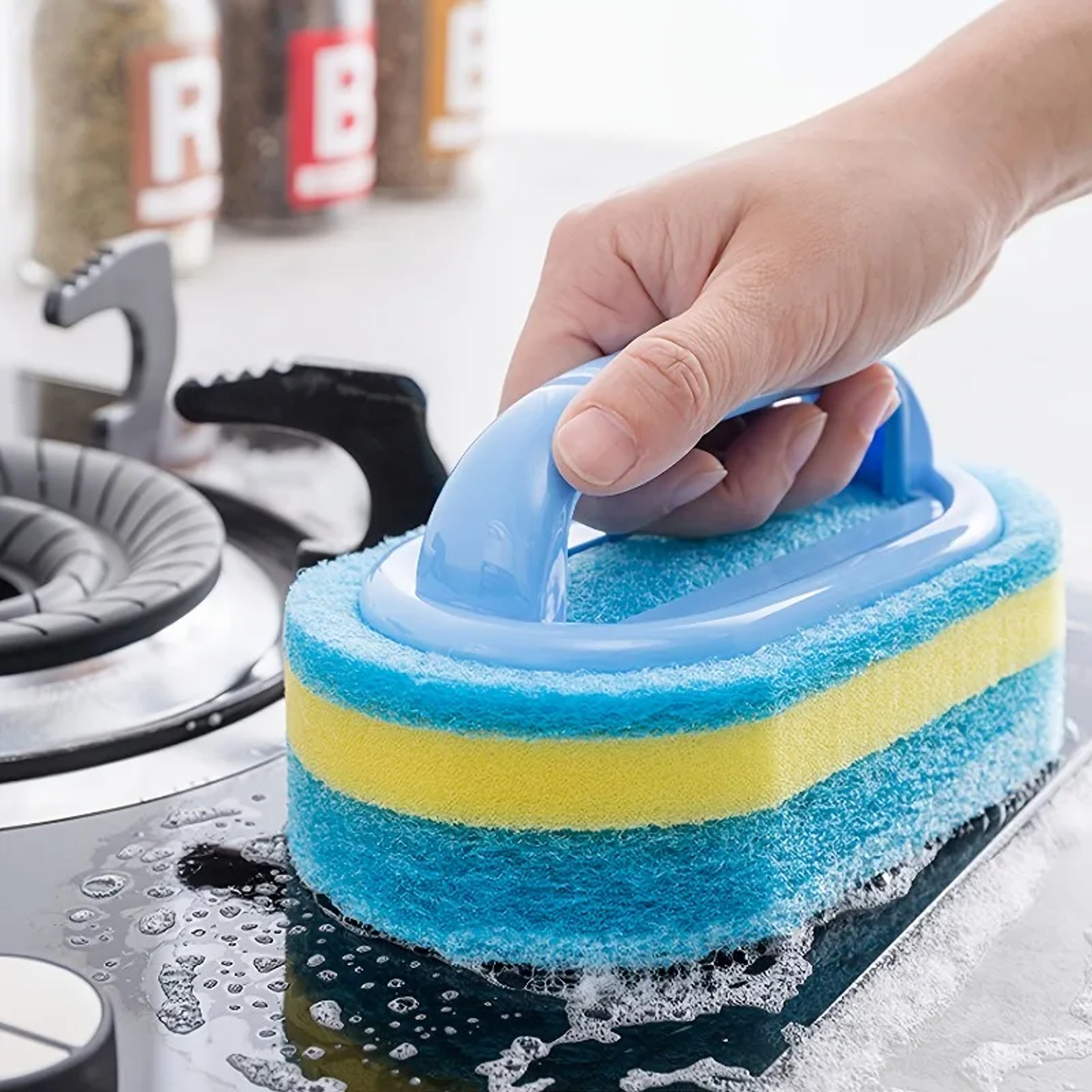 Durable Household Cleaning Brush With Handle Ideal For Dish Soap Kitchen  Bathroom Cleaning 3