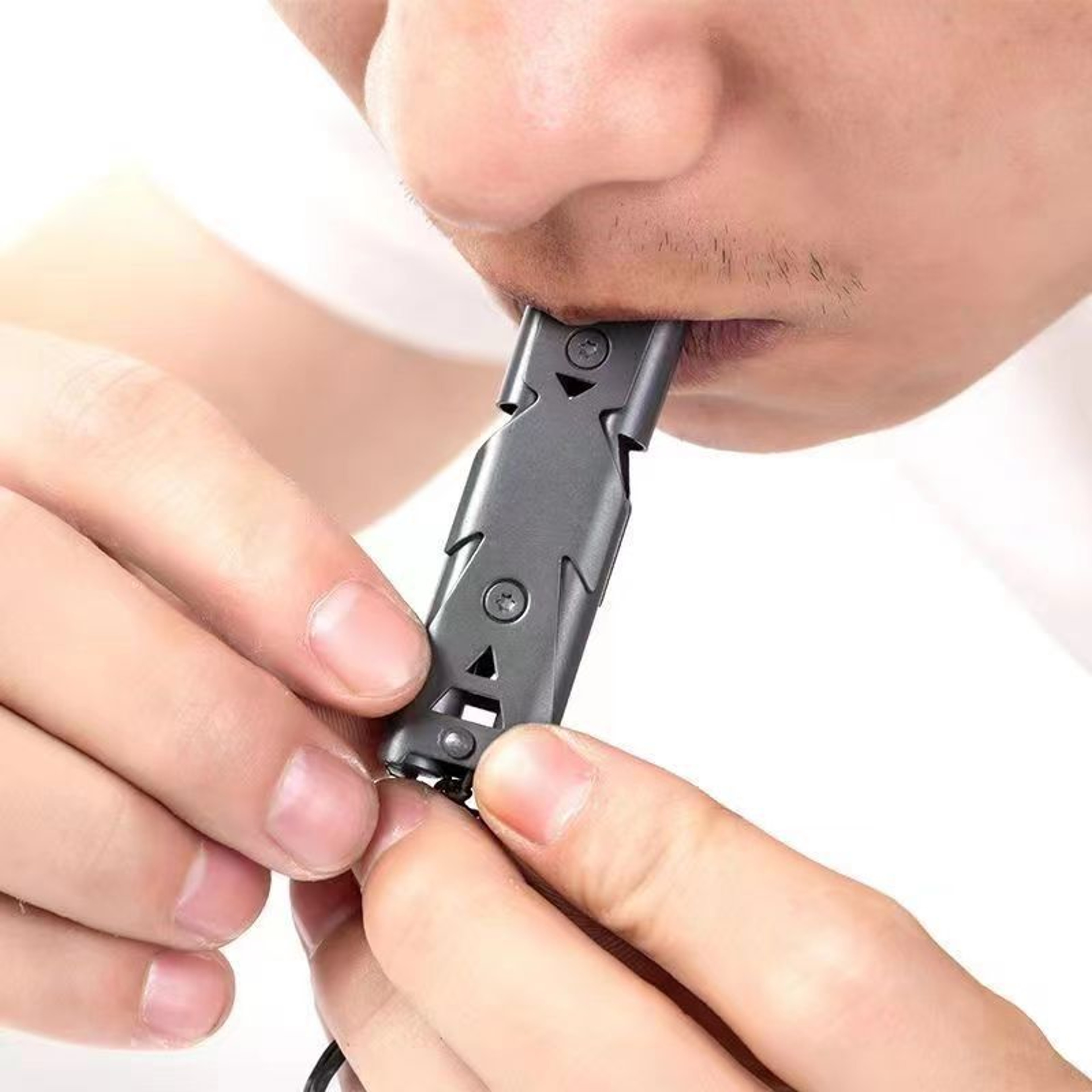 Outdoor Survival Whistle High Decibel Stainless Steel Double Tube Blast Whistle For Earthquake Resc 2
