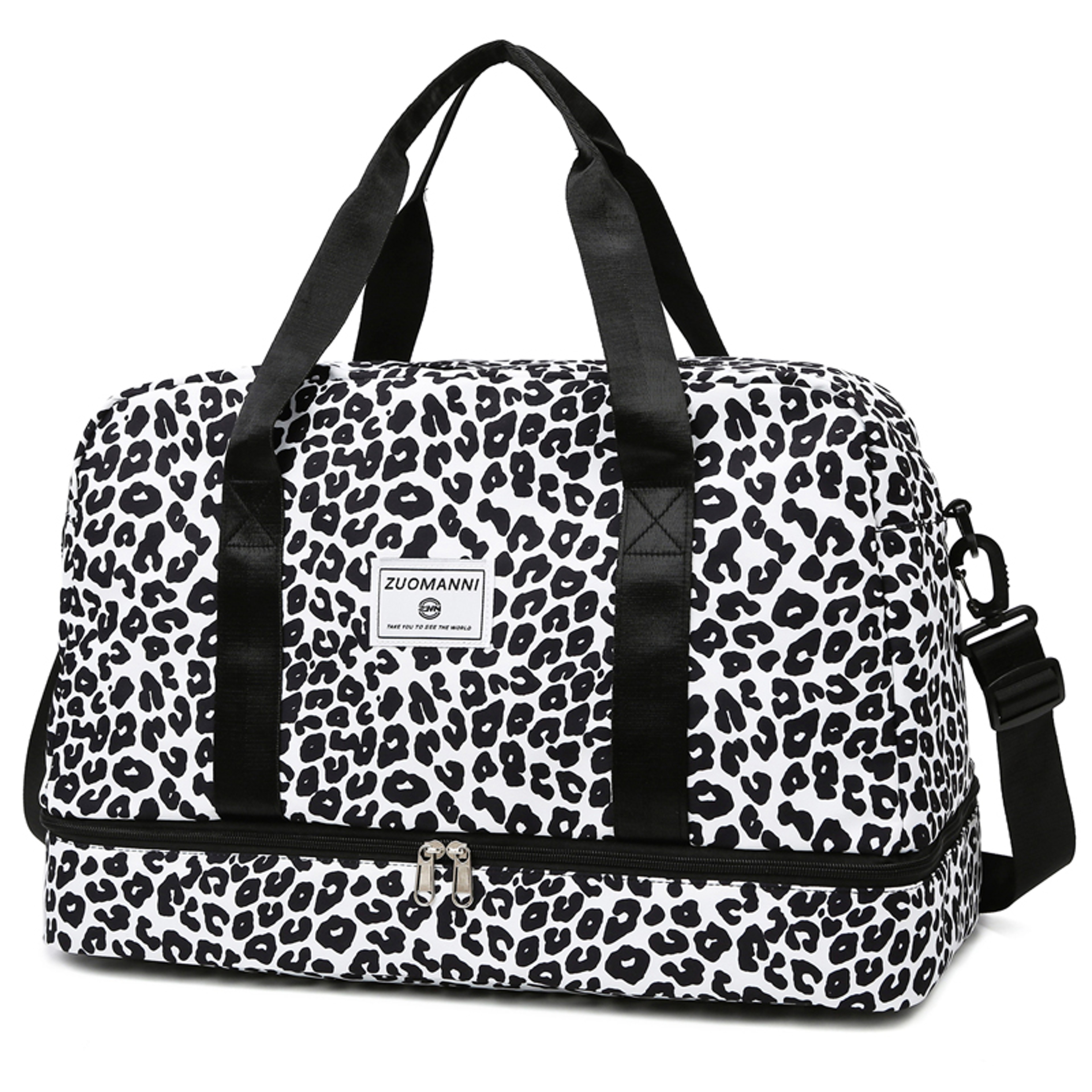 Spacious & Durable Womens Carry On Travel Bag Animal Print Nylon Large Capacity Gym & Overnight Bag – view 7