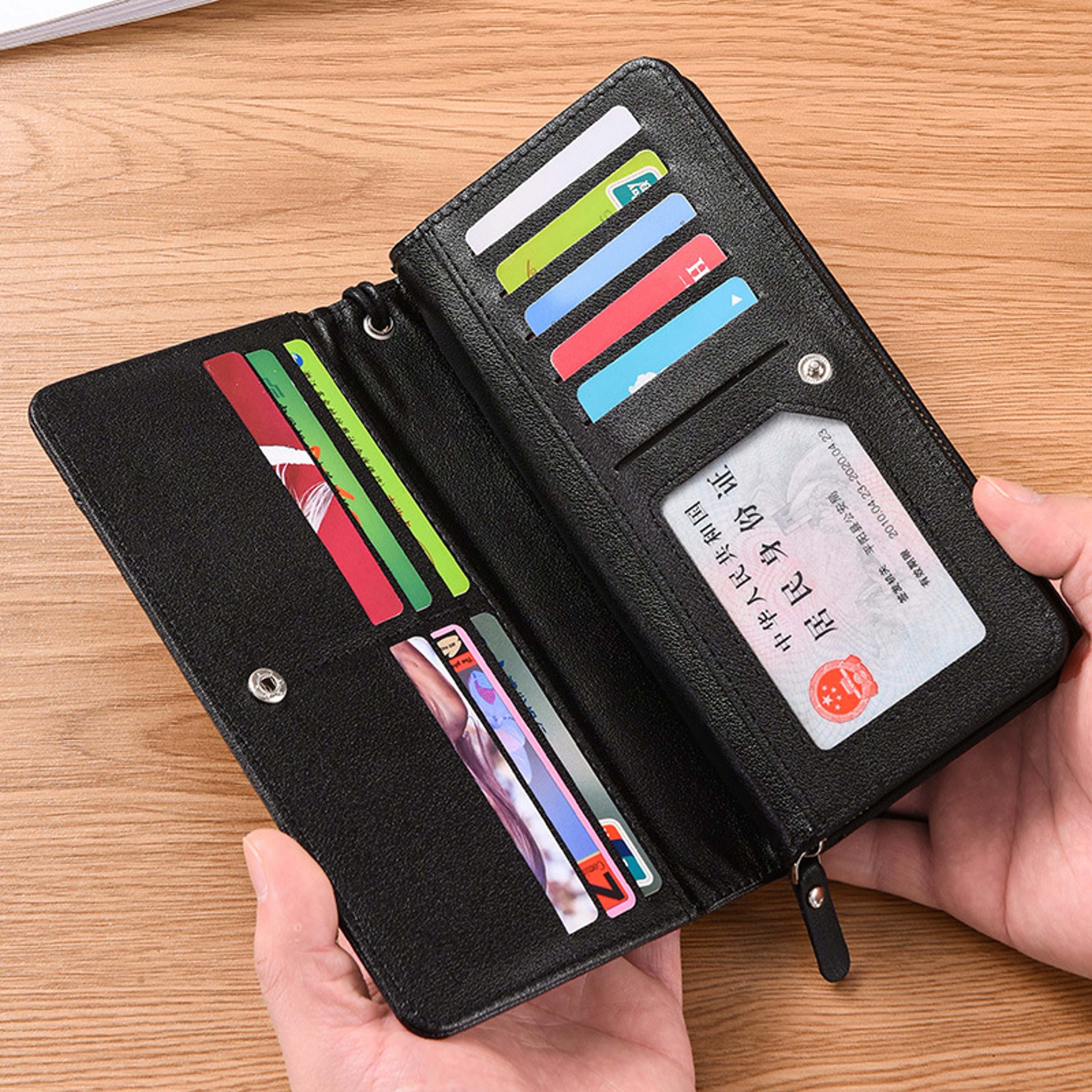 Vintage Mens Business Wallet Large Capacity Multi Card Zipper Purse With Money Clip  Phone Slot 2