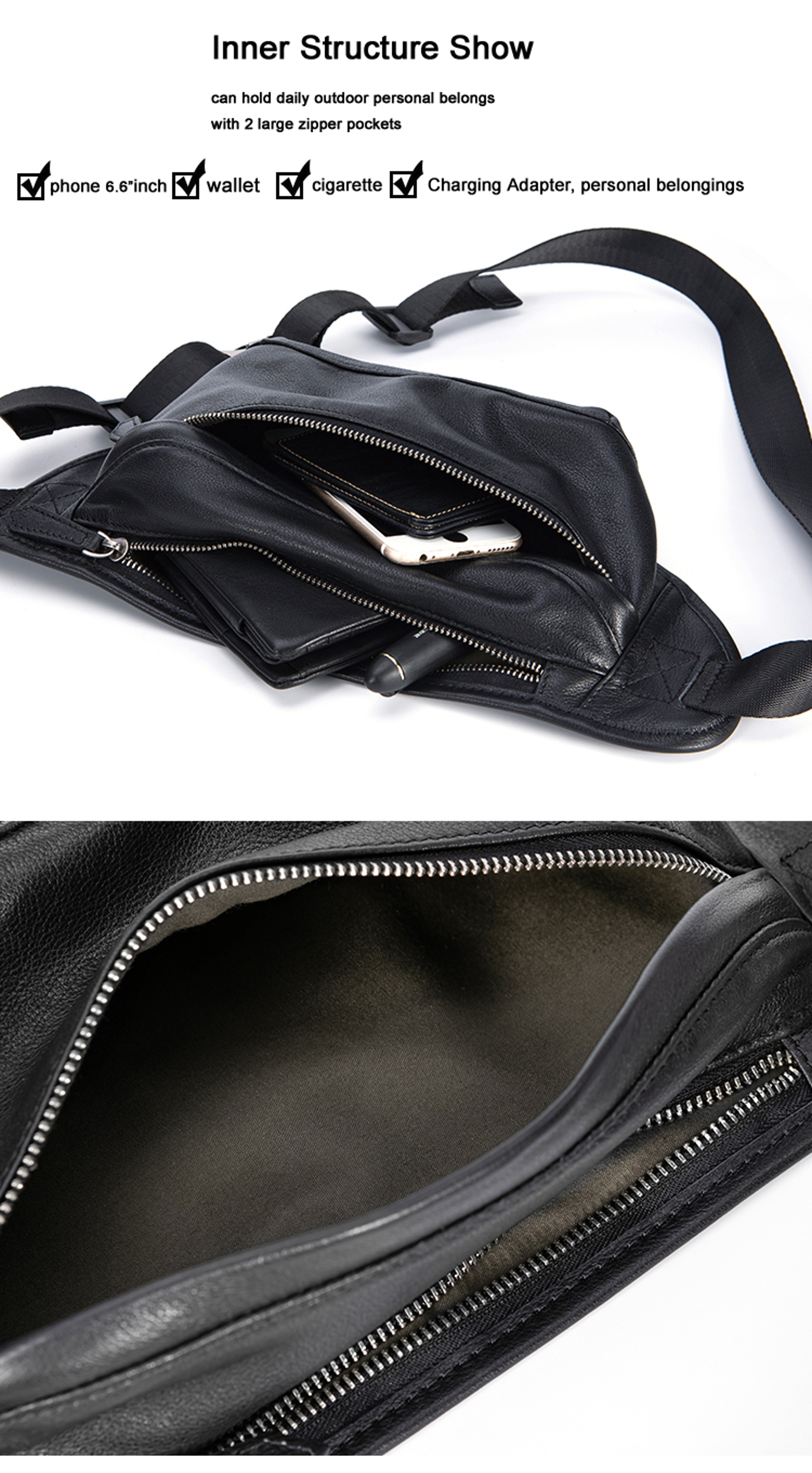 Mens Genuine Leather Waist Bag Stylish Molle Belt Pouch For Outdoors Travel And Everyday Use 3