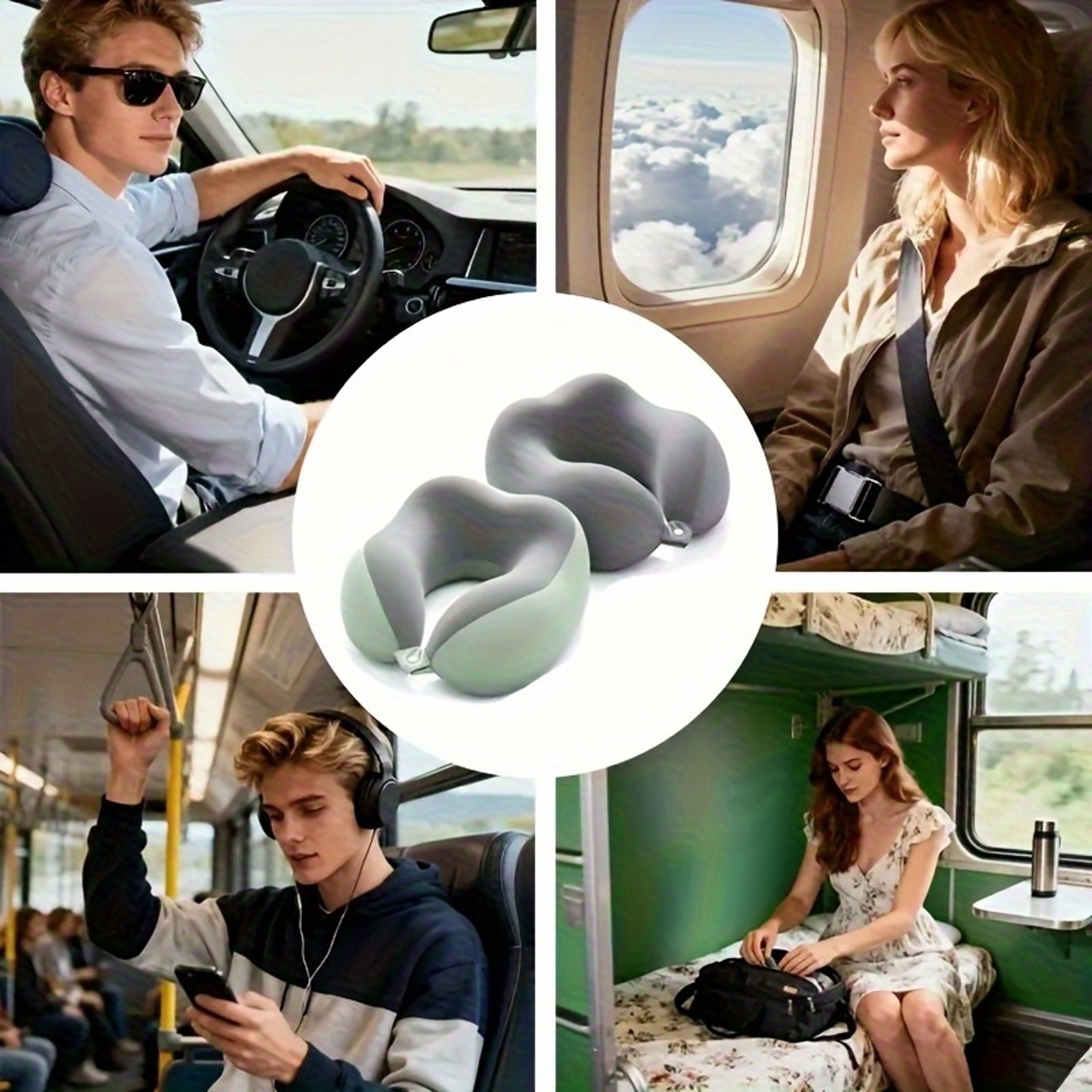 Ergonomic U Shaped Neck Pillow with Storage Bag Memory Foam Travel & Office Support Removable Machine Washable Cover – view 4