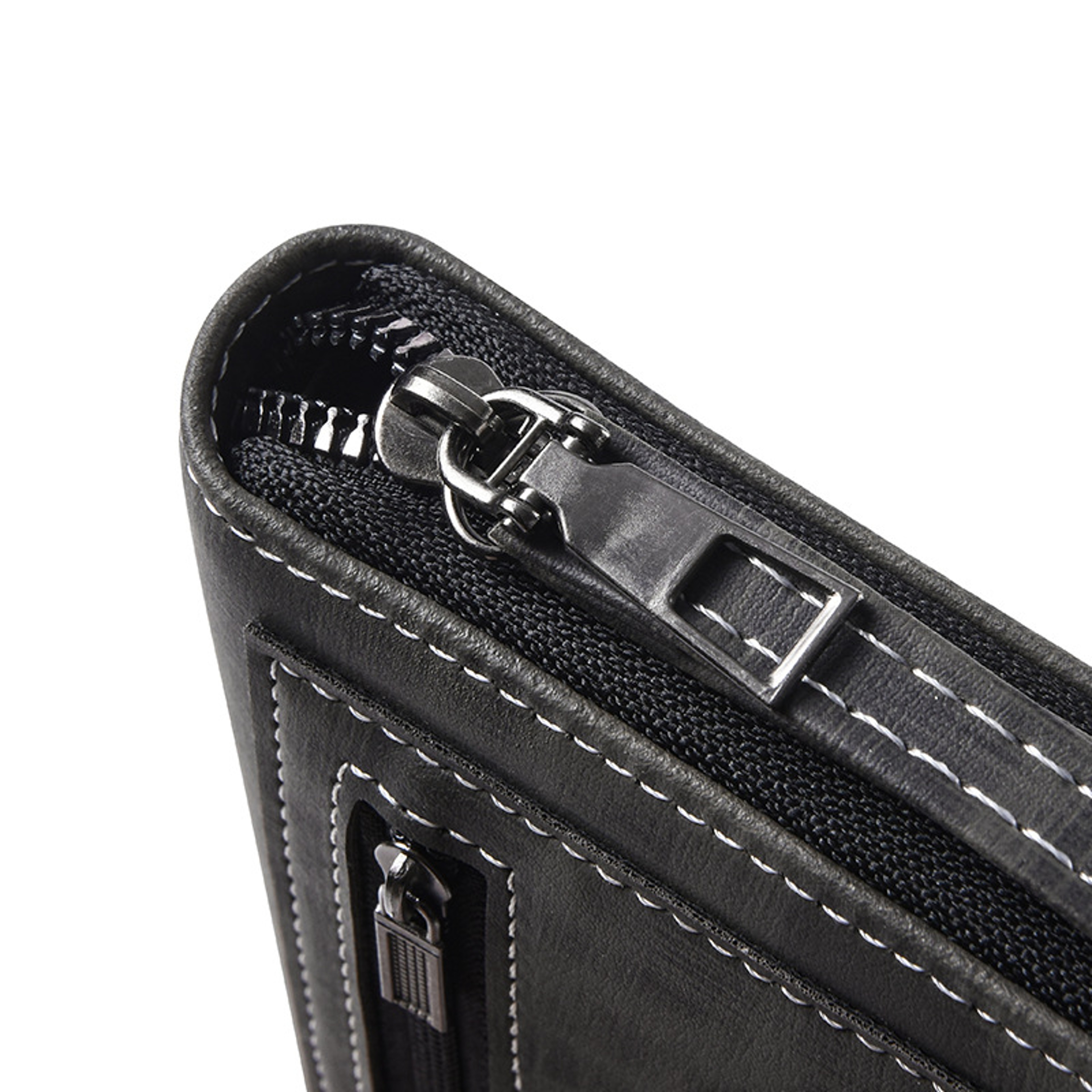 Mens Vintage PU Leather Wallet Zipper Coin Purse Credit Card Holder  Business Clutch Bag 2