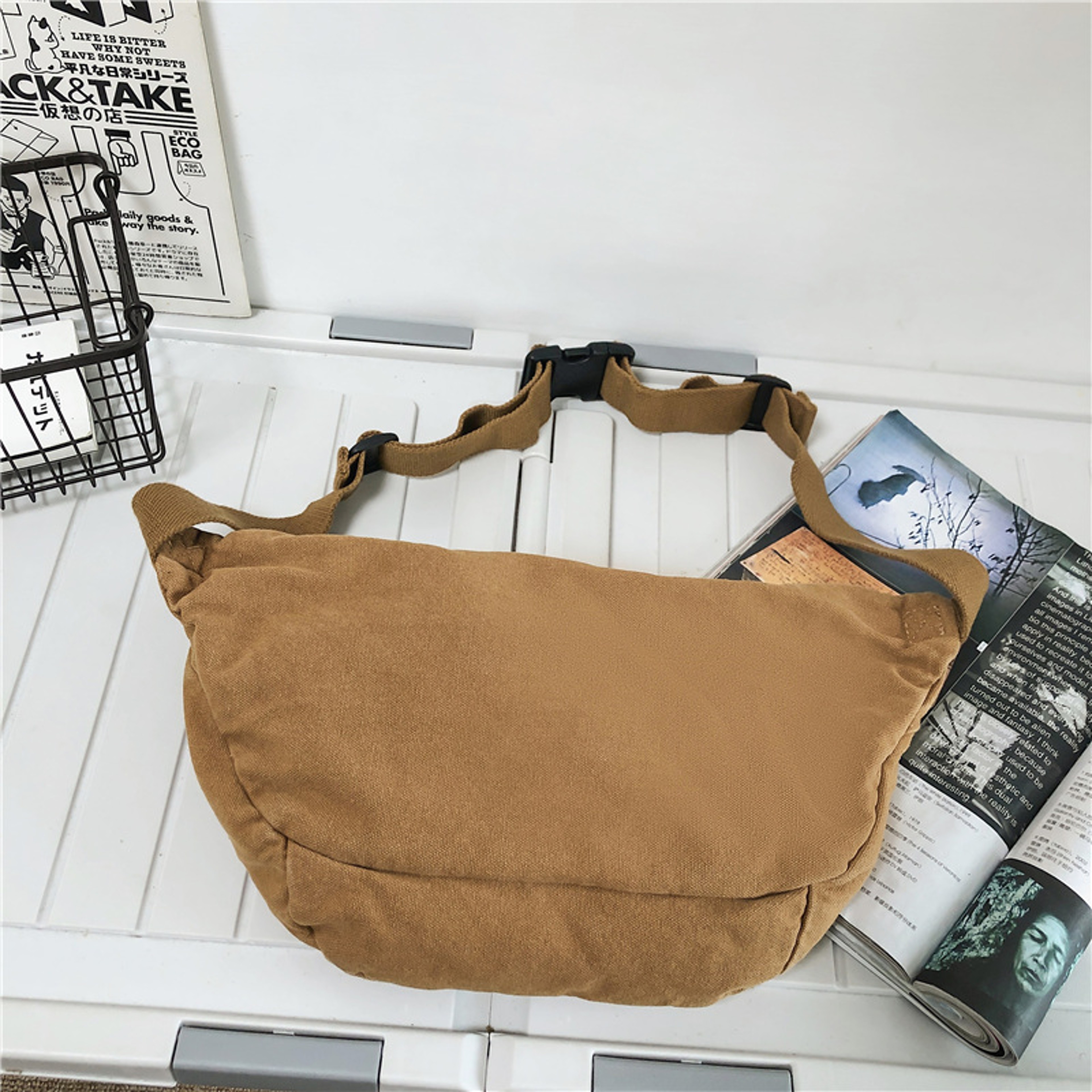 Trendy Unisex Canvas Waist Bag Large Capacity Crossbody Chest Pack for Phones Streetwear & Hip Hop Style – view 5