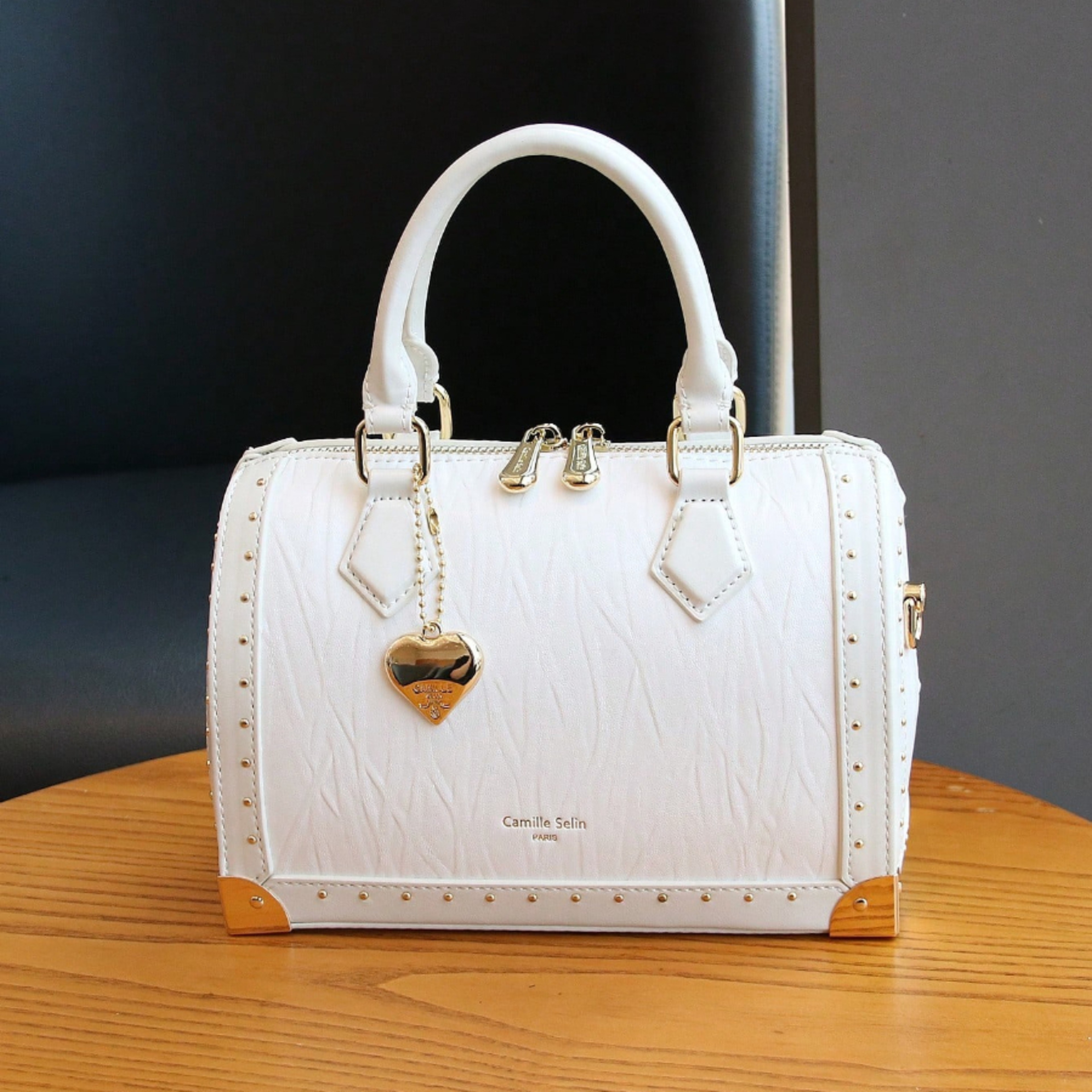 Fashionable Vintage Rivet BoxShaped Handbag For Women Personalized Street Style Boston Bag 7