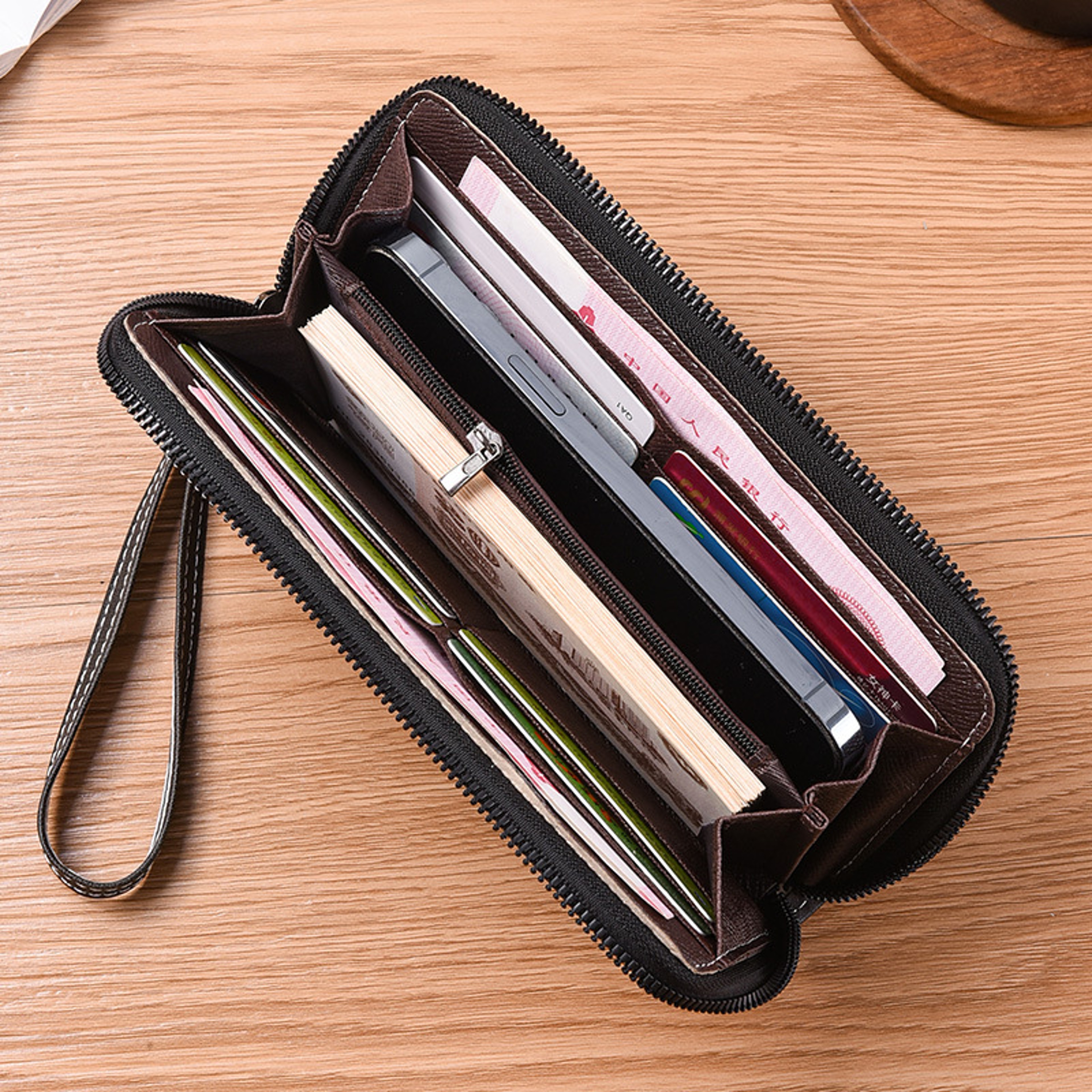 Vintage Mens RFID Leather Clutch Bag Genuine Crazy Horse Leather Money Wallet Phone Pouch  Coin Pur 2