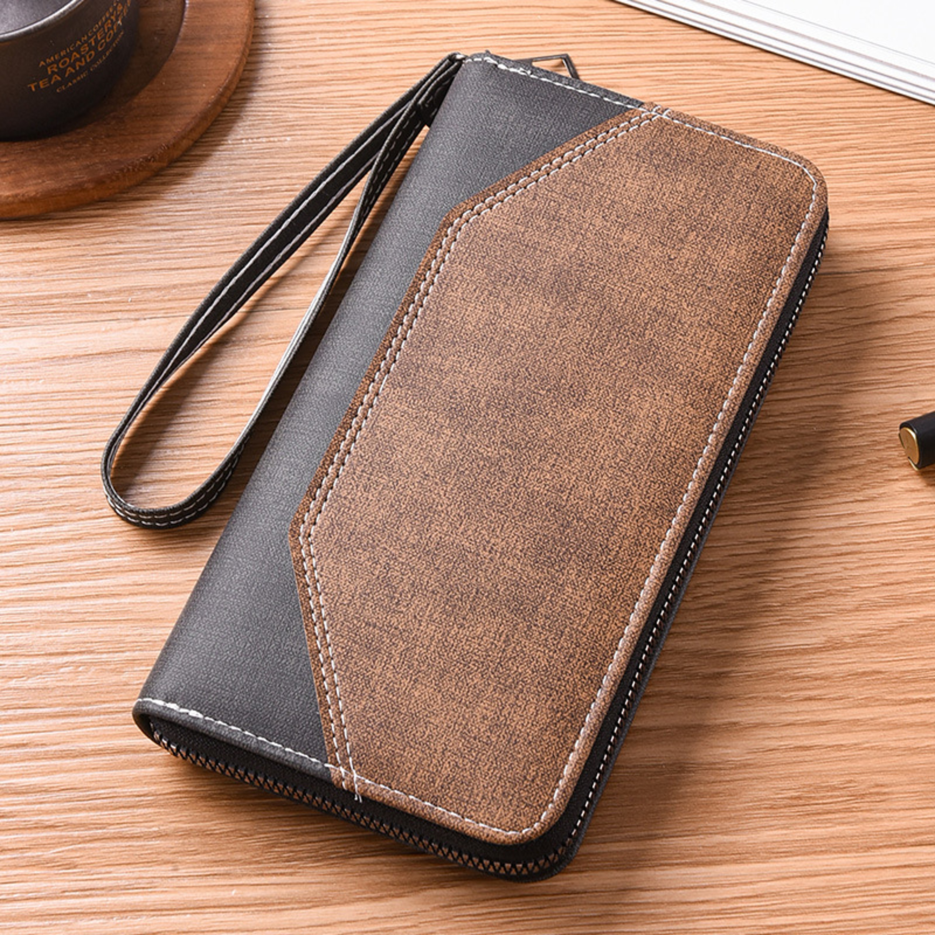 Vintage Mens RFID Leather Clutch Bag Genuine Crazy Horse Leather Money Wallet Phone Pouch  Coin Pur 3