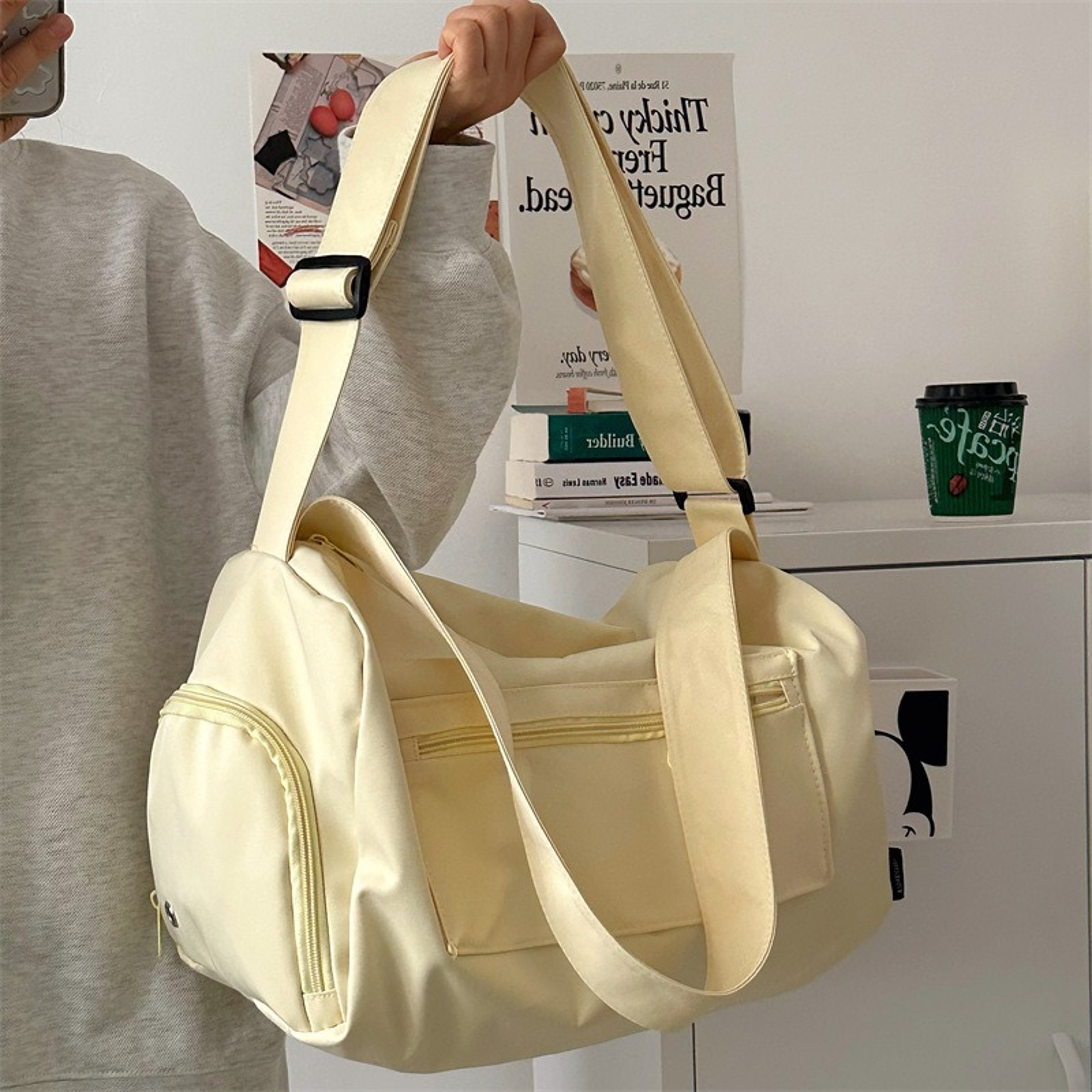 Large Canvas Crossbody Tote Bag For Women Travel Gym Messenger Shoulder Bag 1