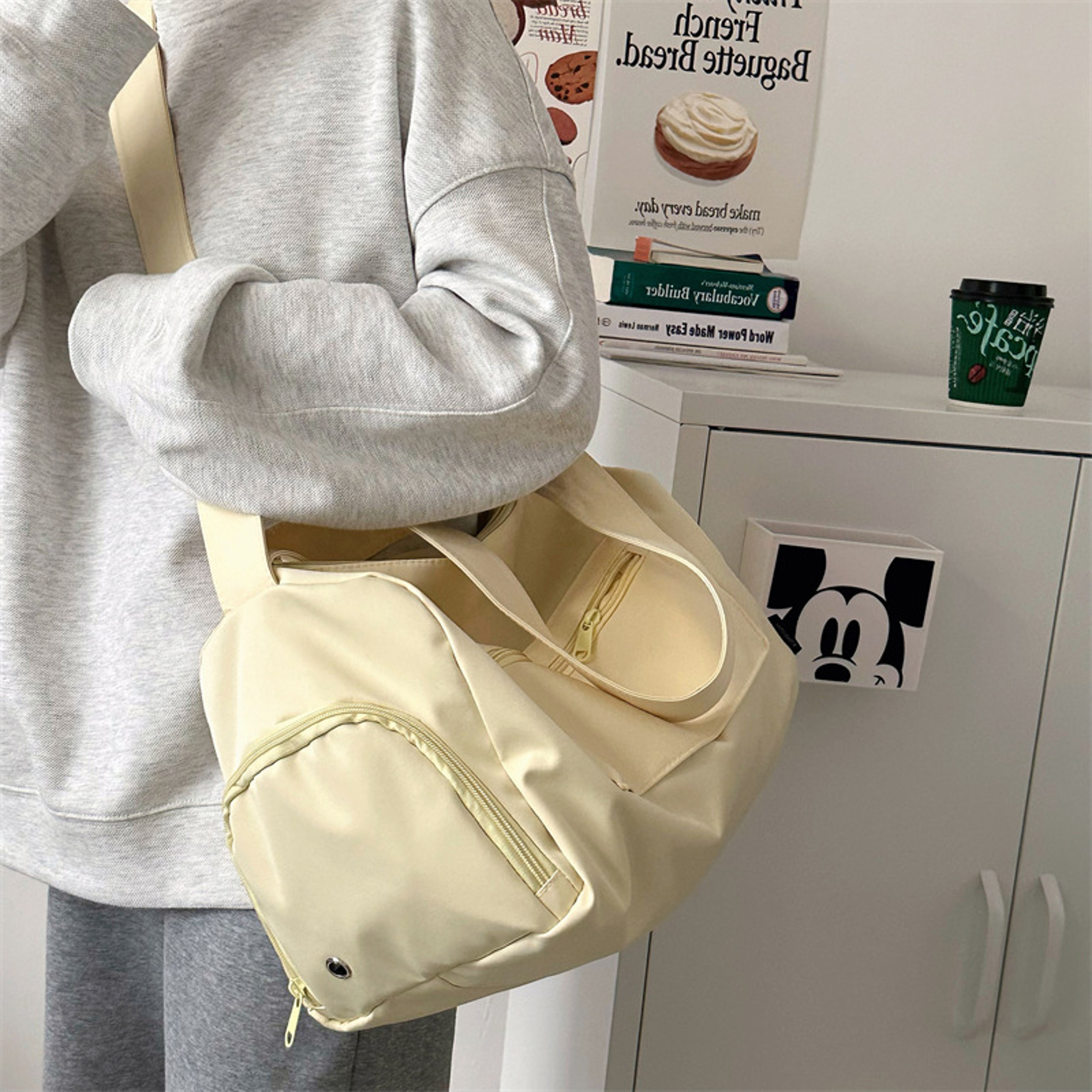 Large Canvas Crossbody Tote Bag For Women Travel Gym Messenger Shoulder Bag 3
