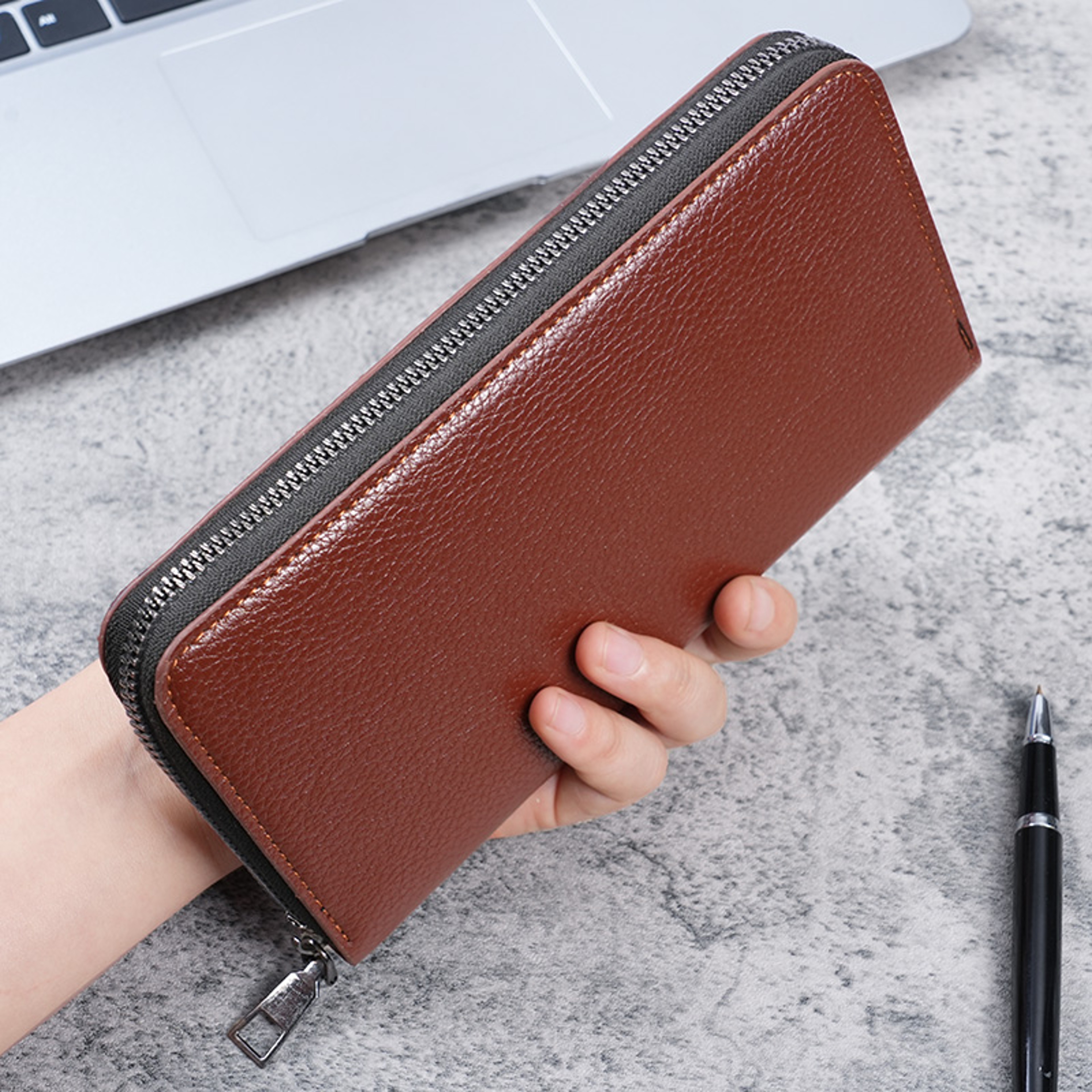Premium Long Mens Zipper Wallet Multi Function Business  Phone Clutch 4