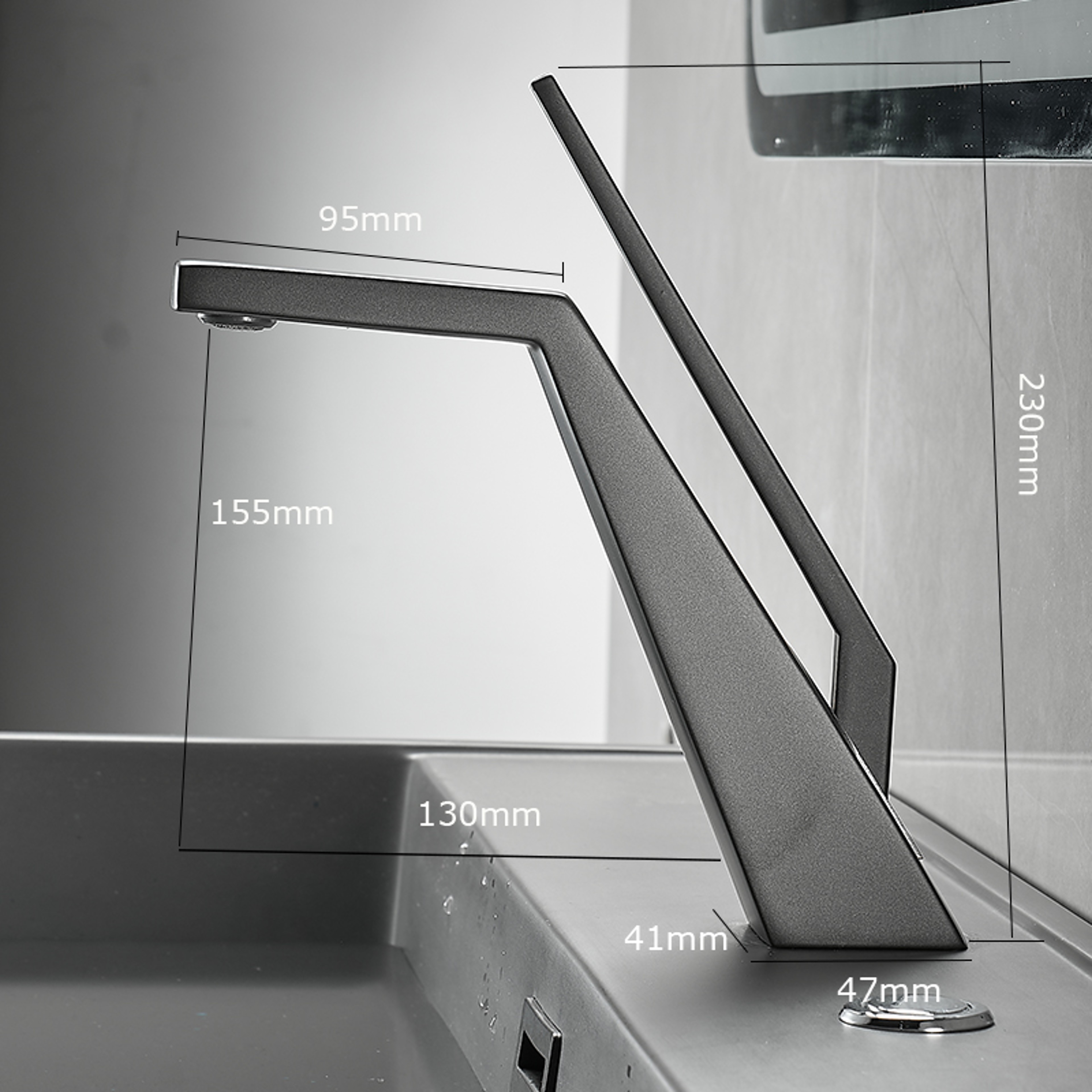 Black Chrome Waterfall Bathroom Faucet Single Handle Deck Mount Sink Mixer – view 5