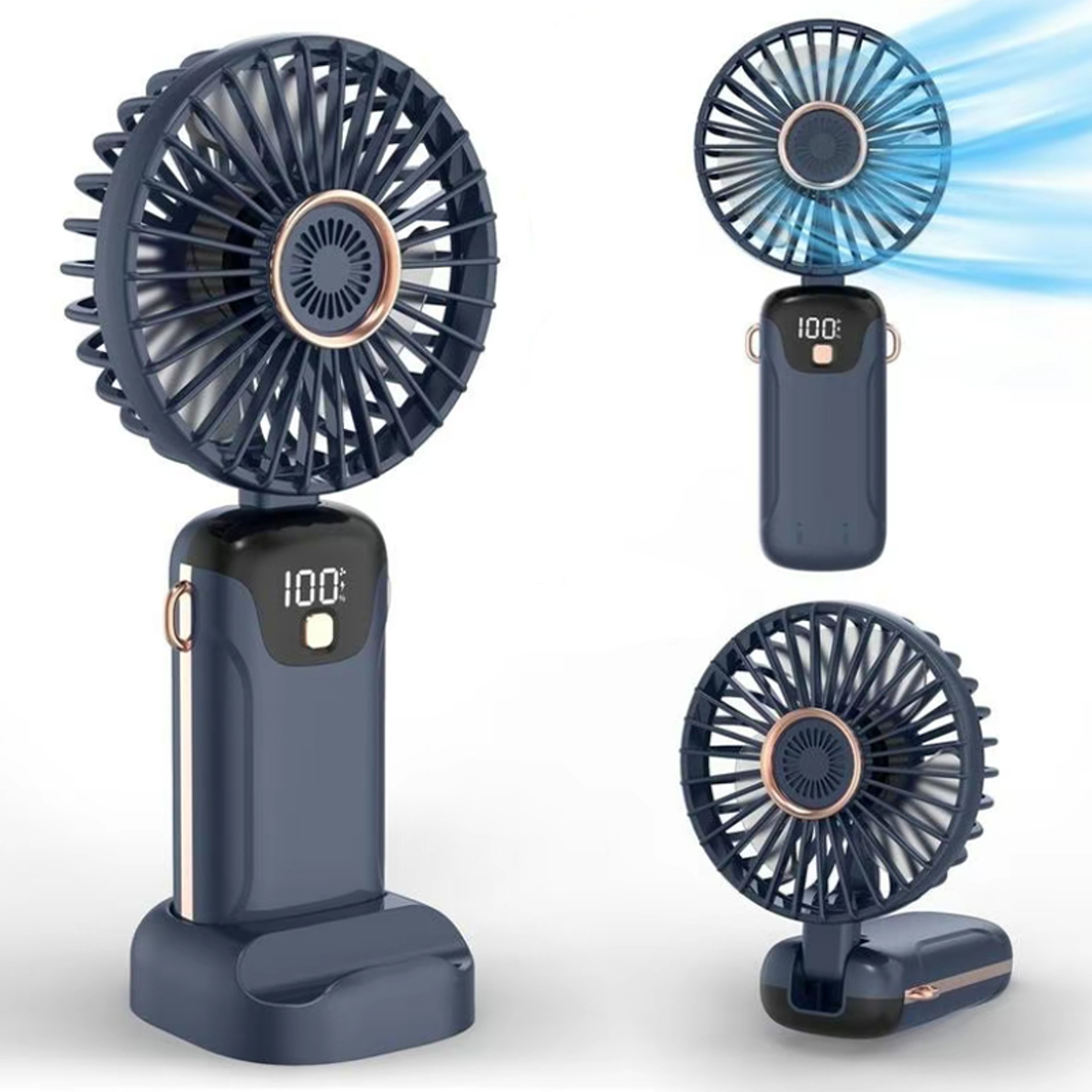 Foldable Portable Handheld Fan USB Rechargeable Mini Neck And Desktop Fan 0
