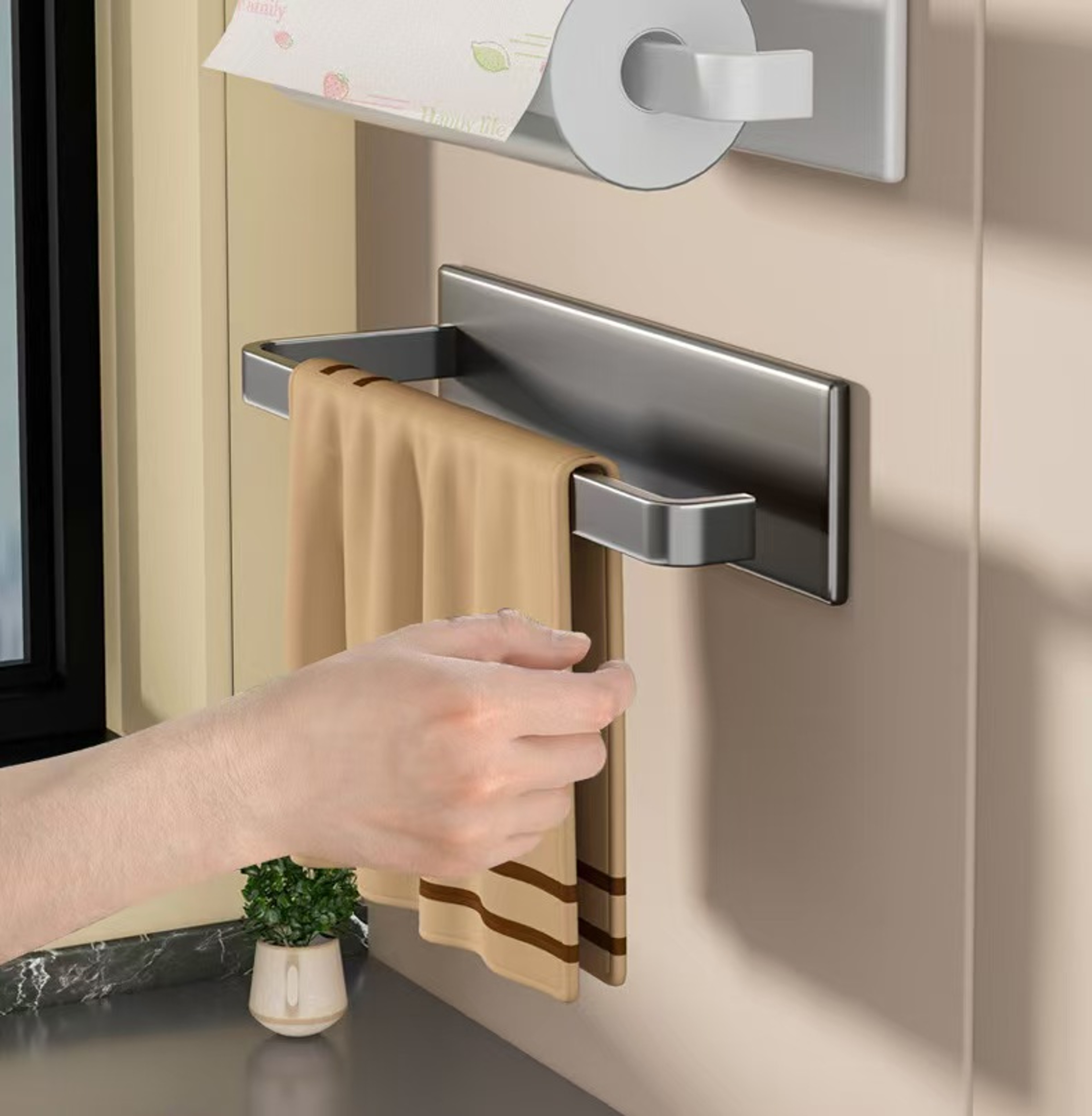Magnetic Paper Towel Holder For Fridge No Drill Space Saving Kitchen Organizer 3