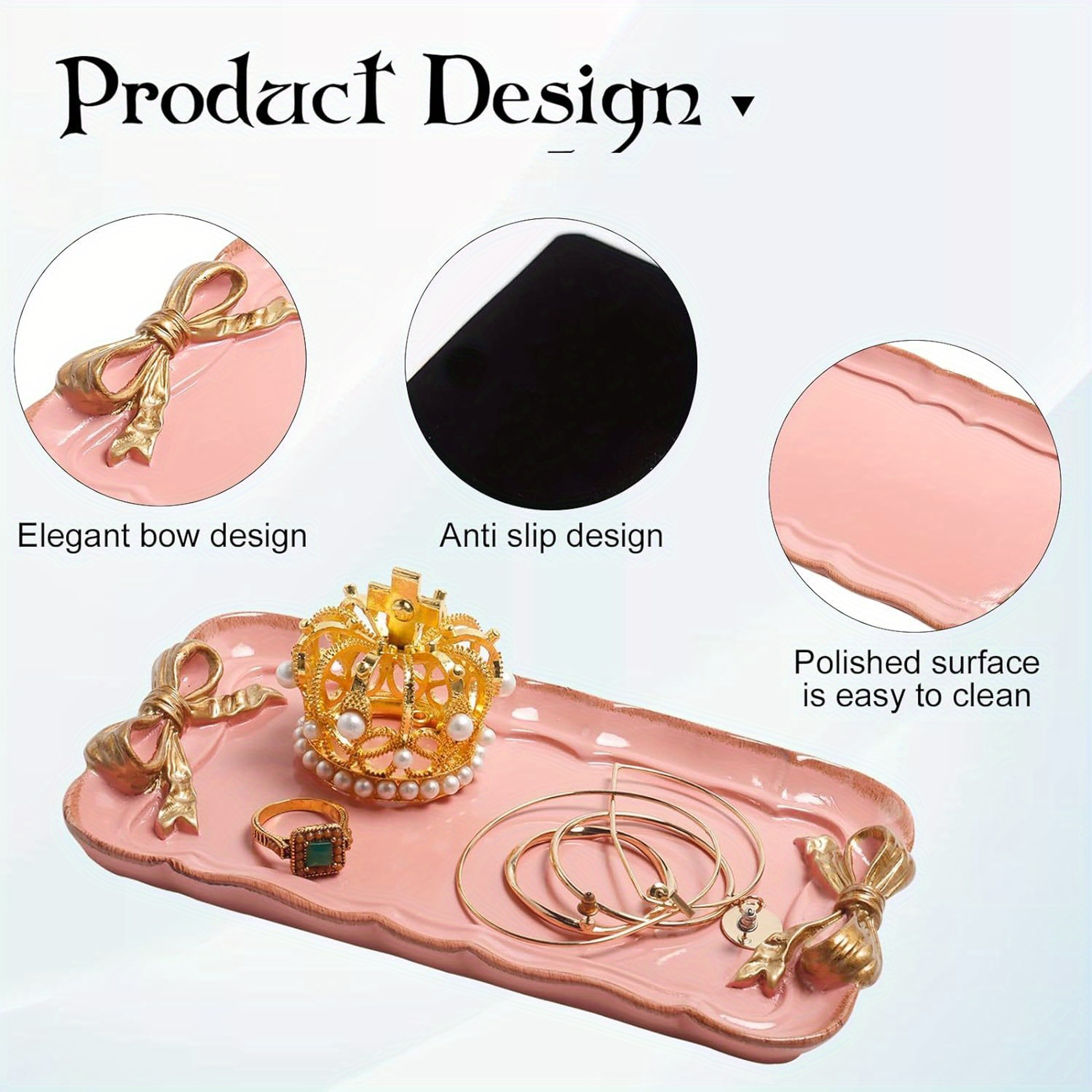 Elegant Bow Resin Dessert & Jewelry Tray Decorative Tray Organizer for Parties & Home – view 6