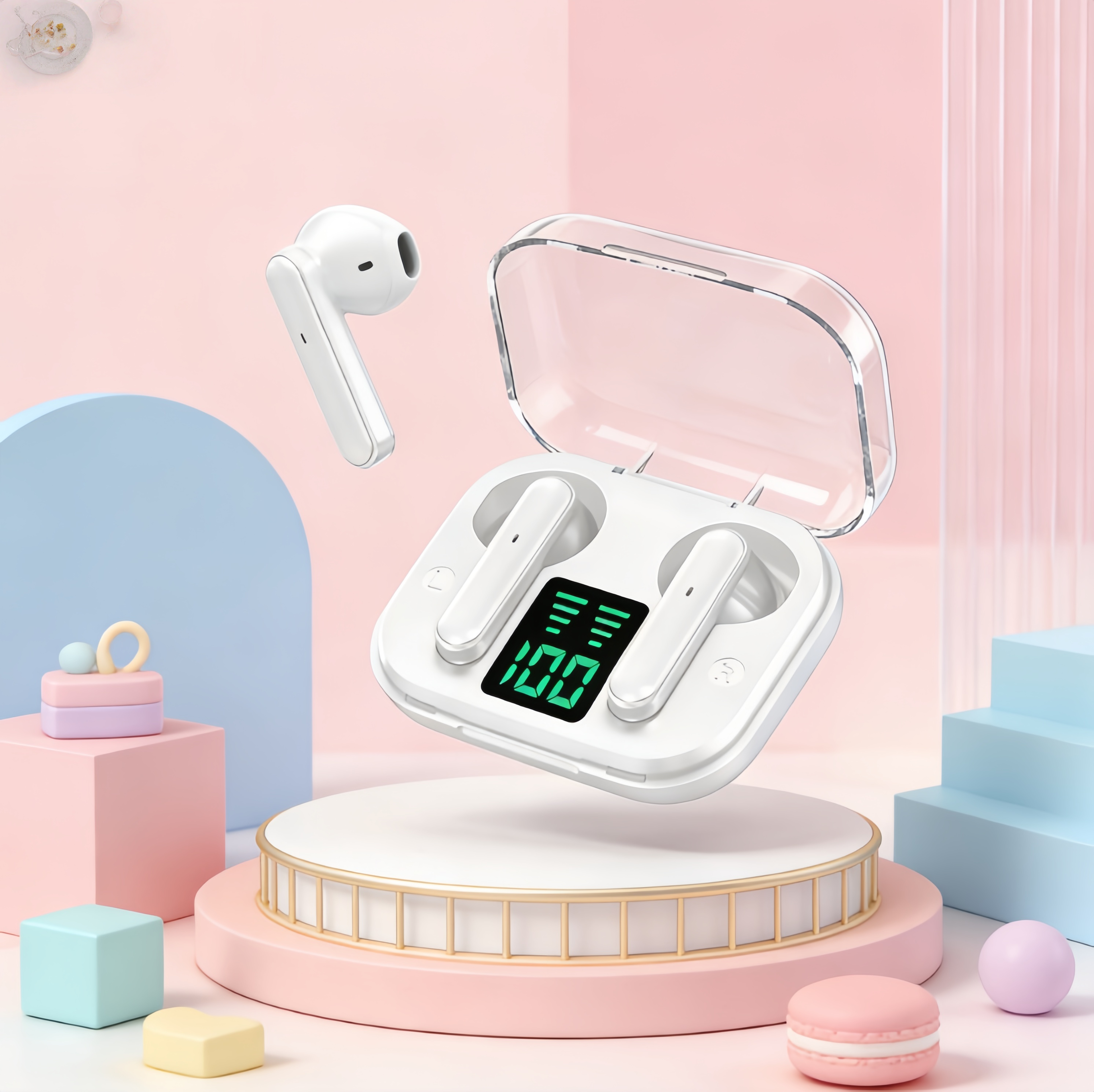 Transparent Wireless Bluetooth Earbuds with ENC Mic and LED Power Display – view 2