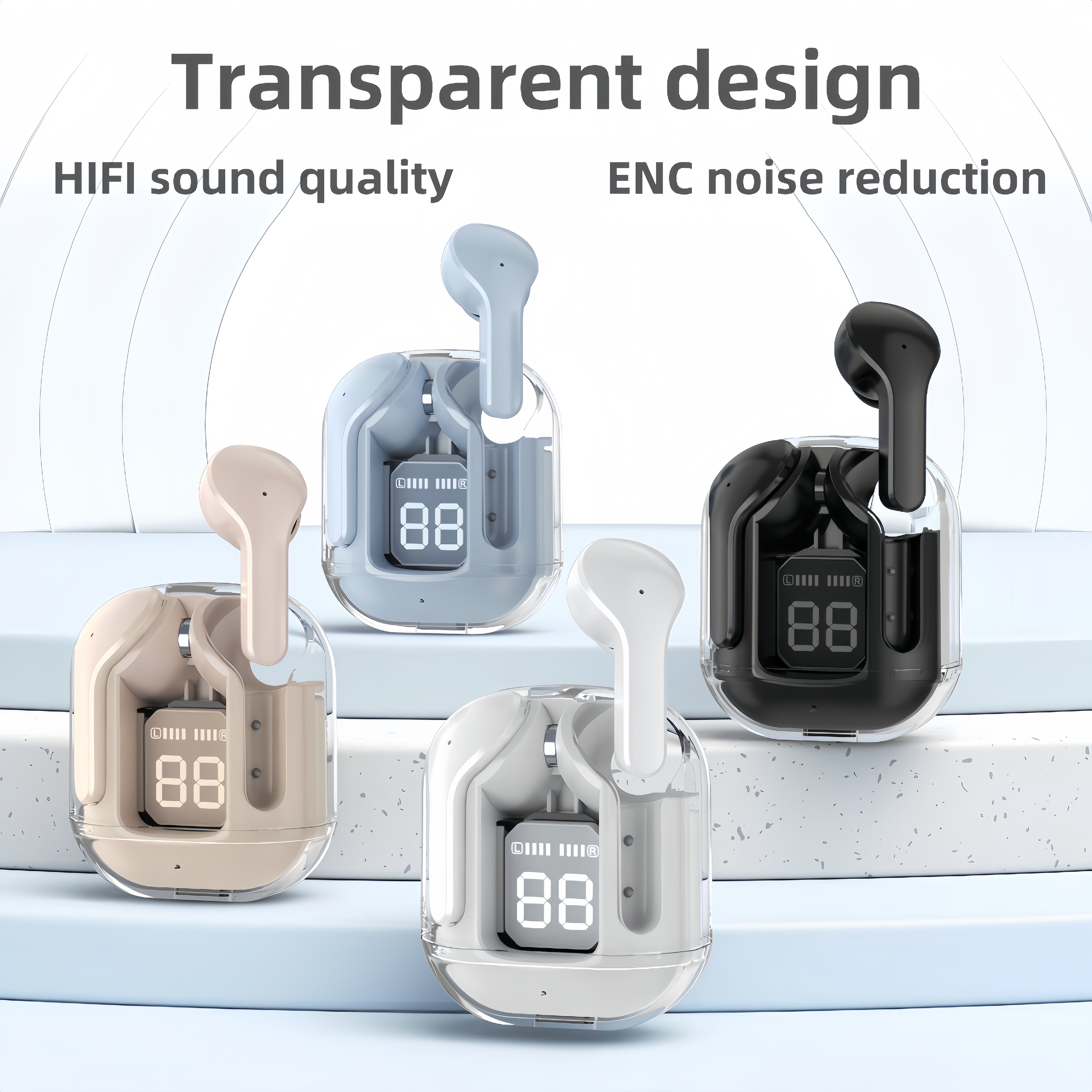 Premium Transparent Wireless Bluetooth Earbuds True Wireless Earbuds With Stereo Sound 0