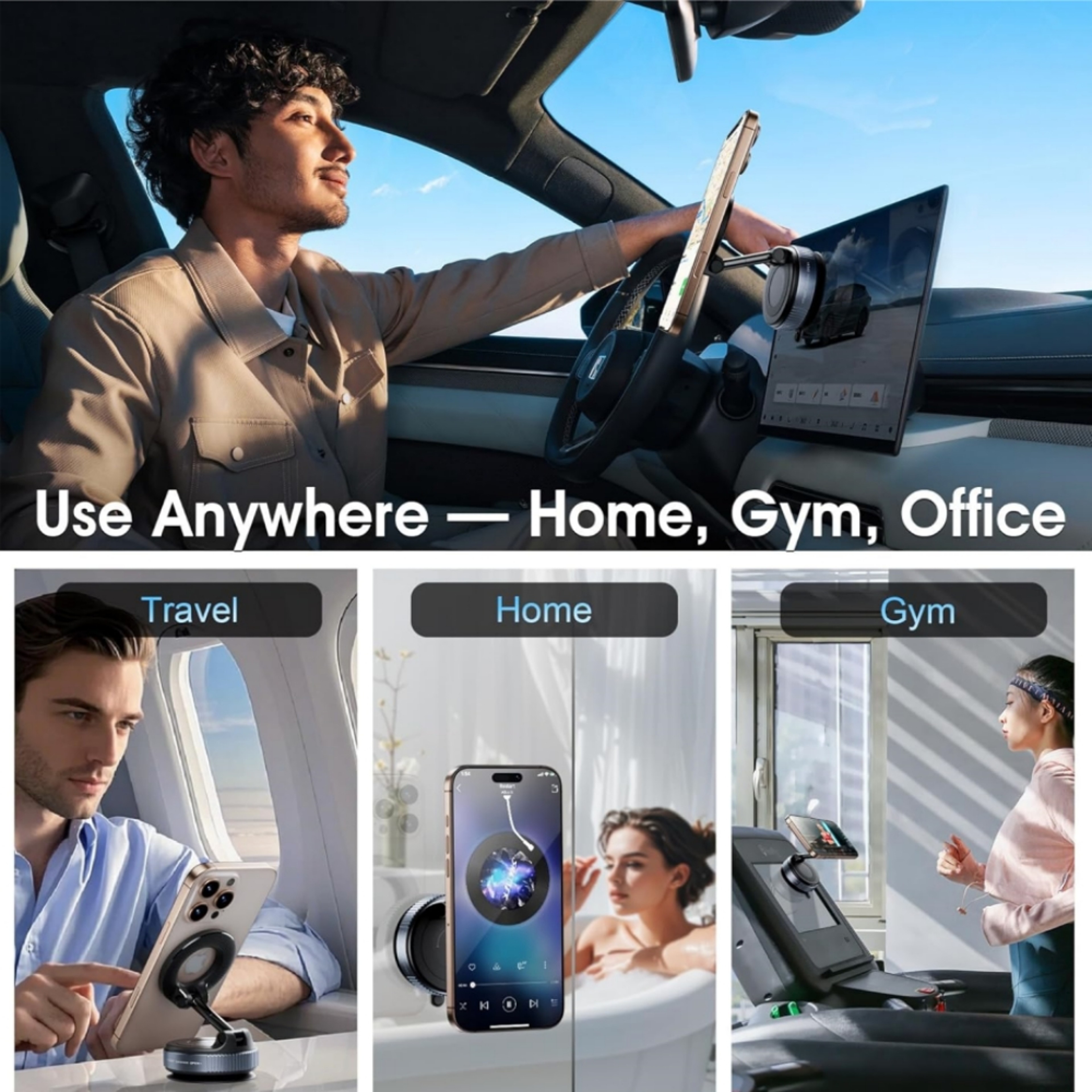 Premium Foldable Vacuum Magnetic Car Phone Mount with Dual Direction Adsorption – view 6