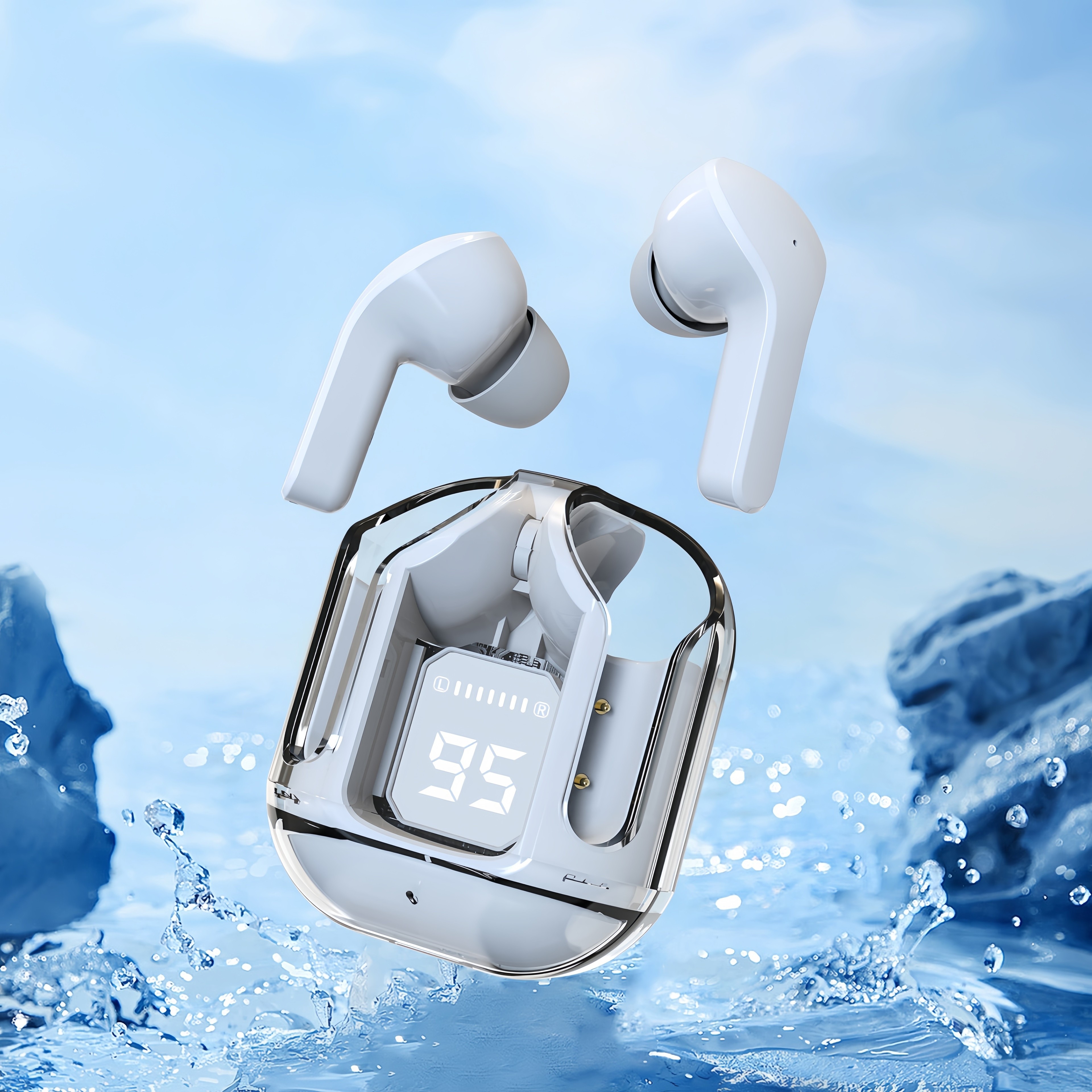 Transparent Mini True Wireless Sports Earbuds With Heavy Bass  Charging Case 0