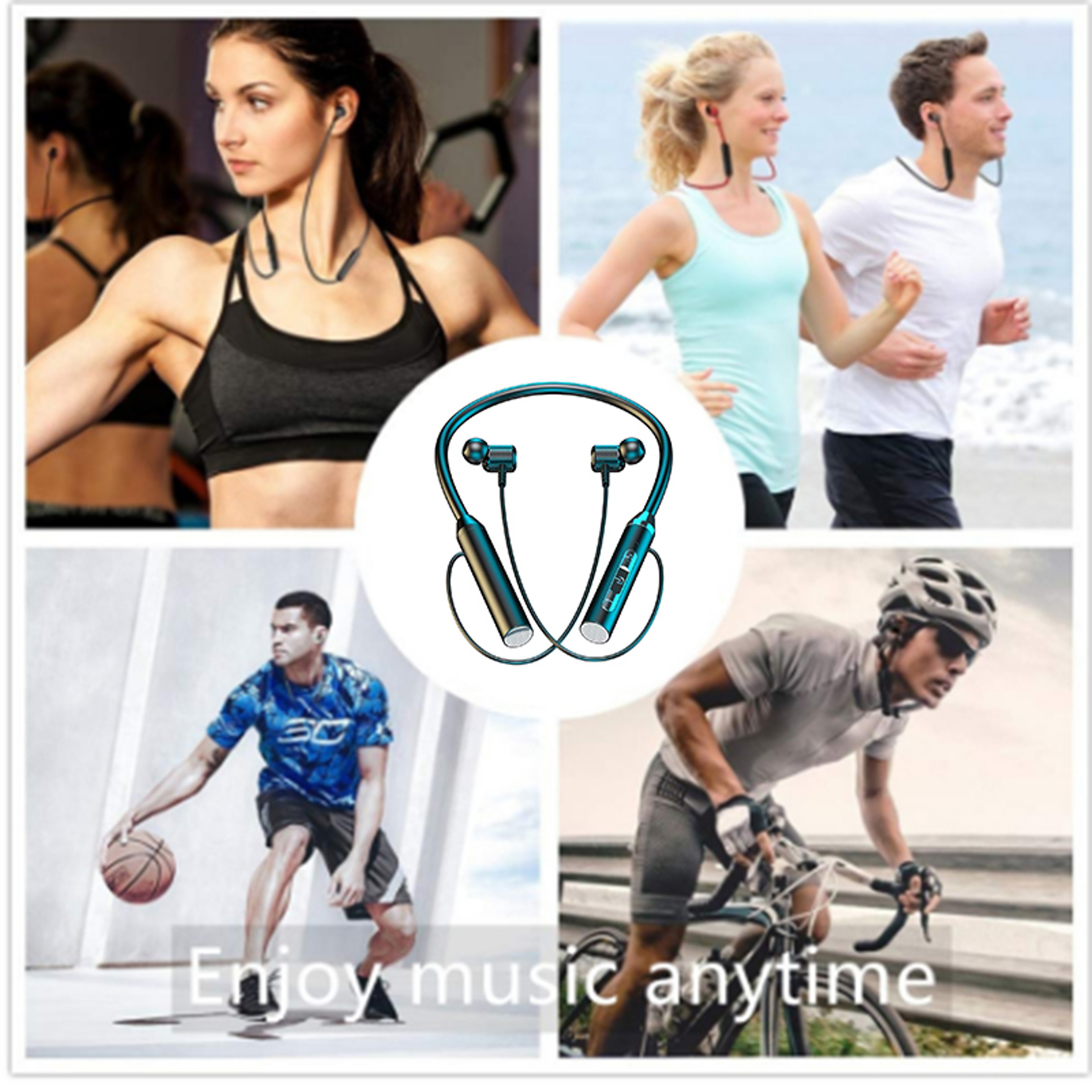 Wireless Bluetooth Neckband Earphones Waterproof Sports Headset with LED Display – view 5
