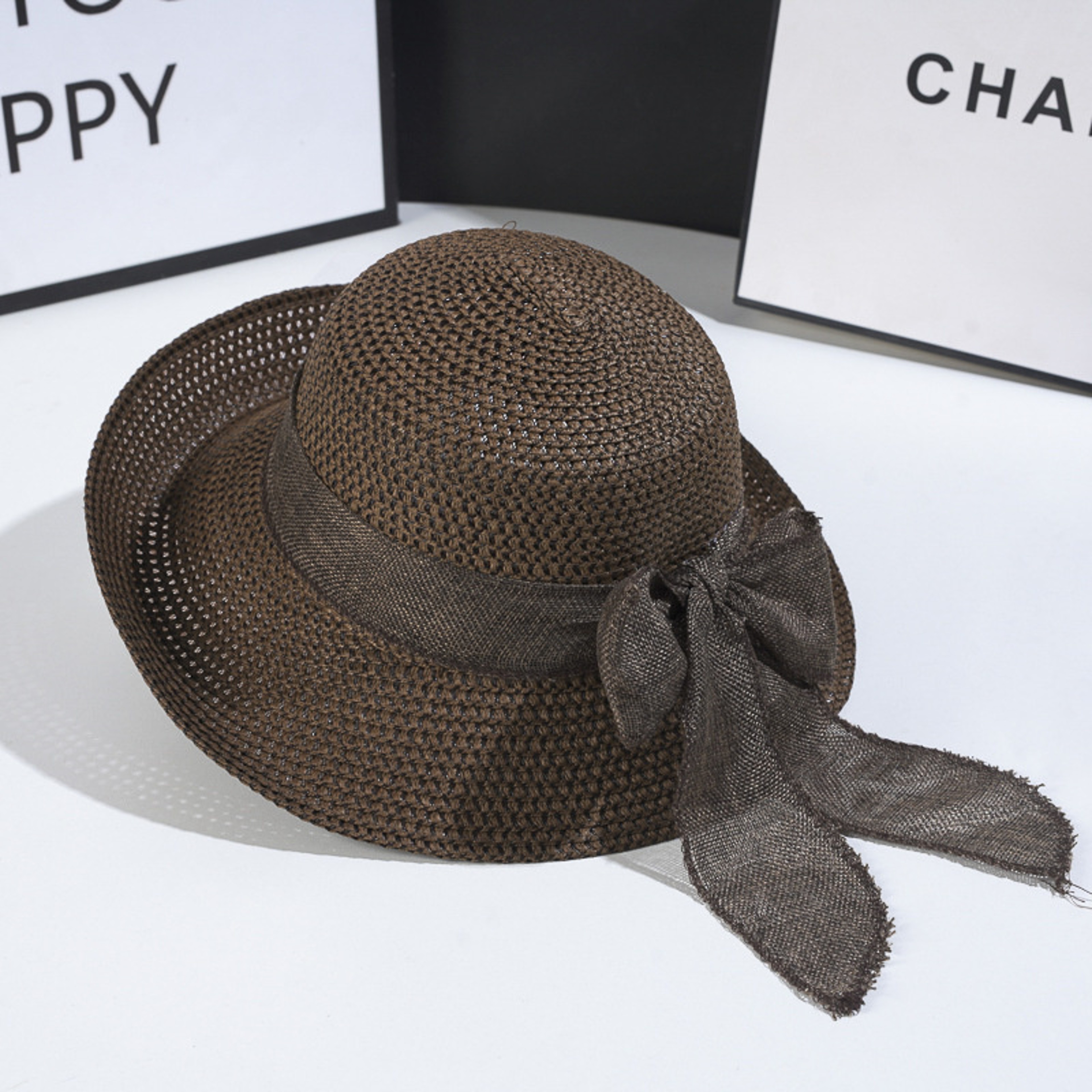 Womens Foldable Straw Sun Hat With Bowknot For Beach Travel 3