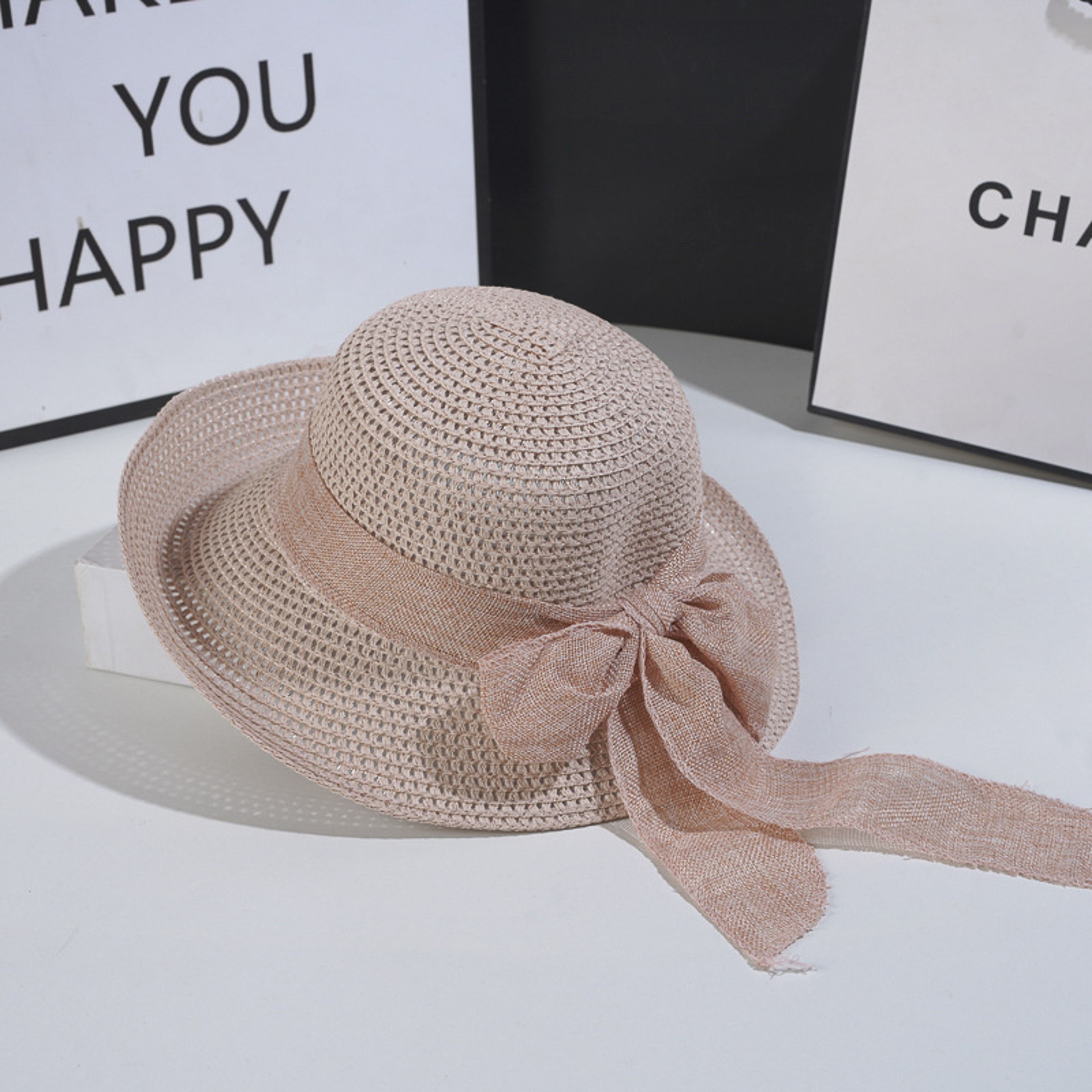 Womens Foldable Straw Sun Hat With Bowknot For Beach Travel 4