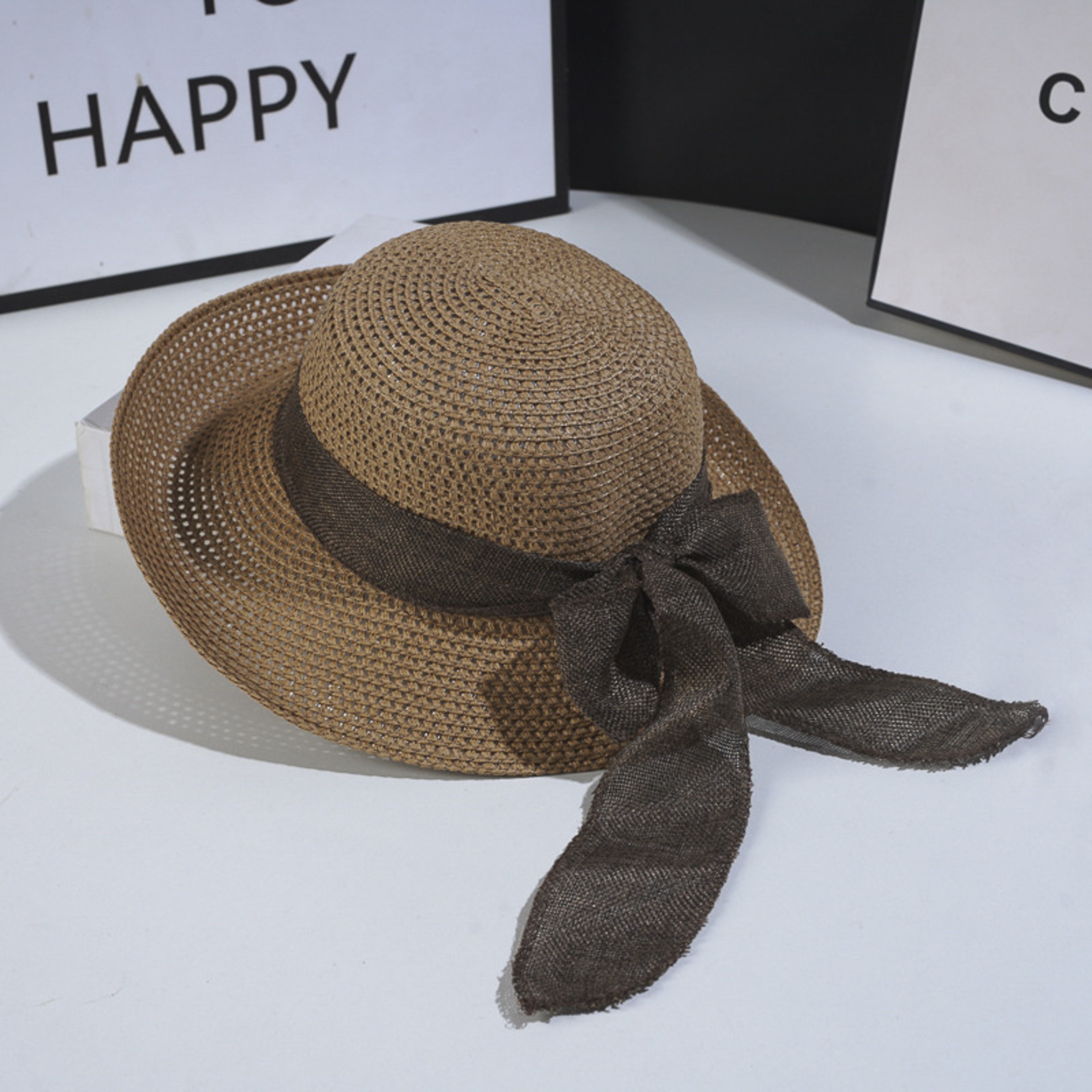 Womens Foldable Straw Sun Hat With Bowknot For Beach Travel 8