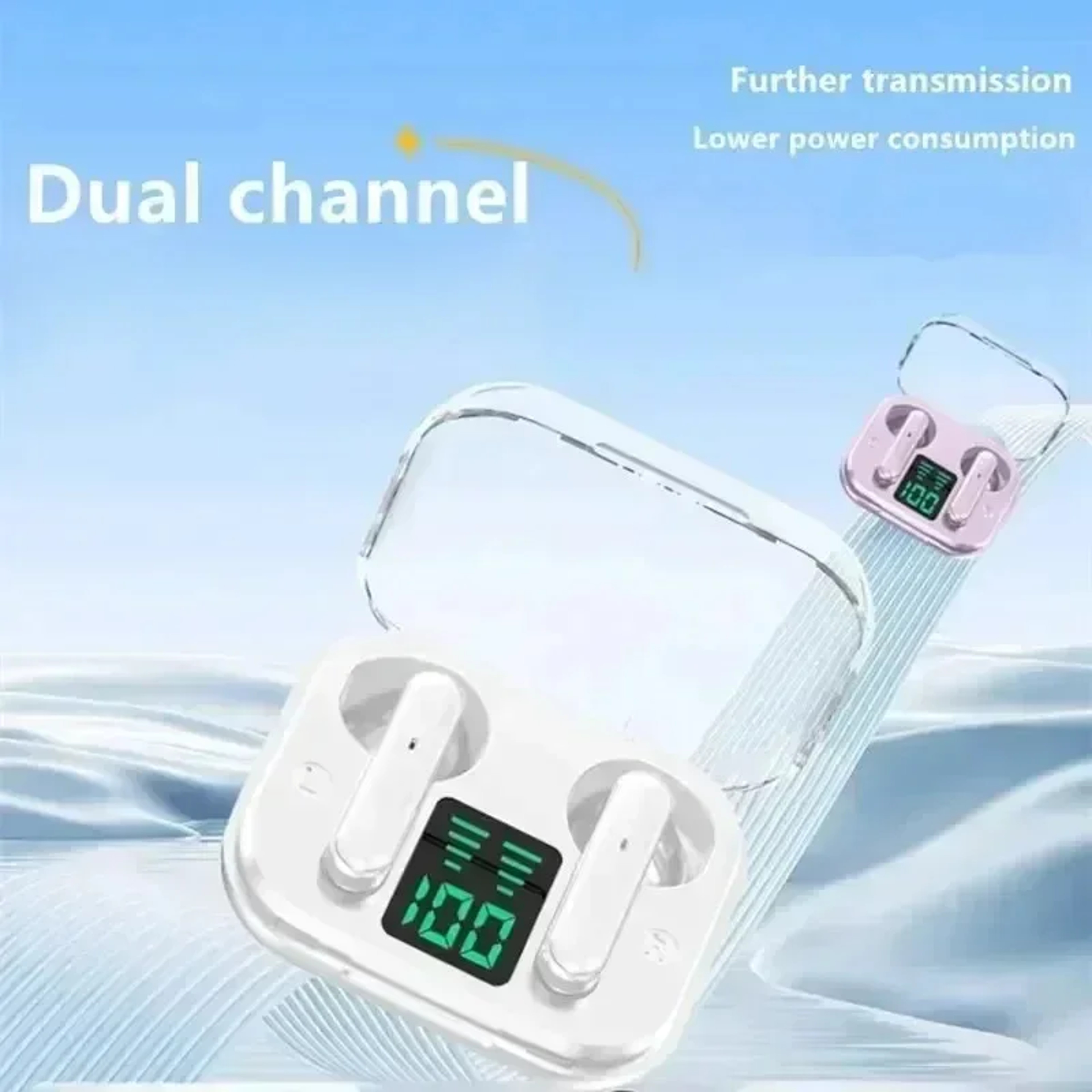 Transparent TWS Wireless Earbuds with ENC Mic and LED Power Display – view 3