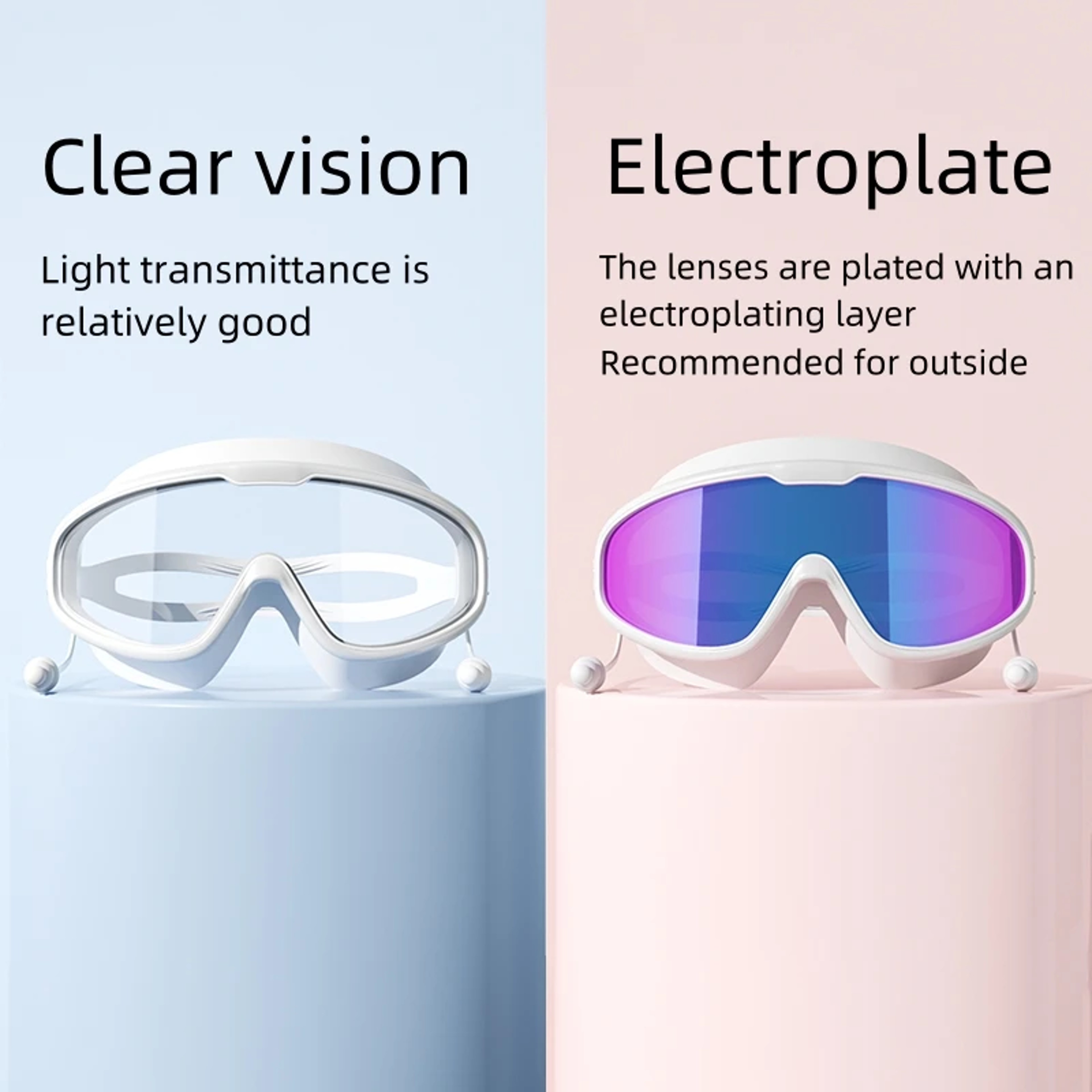 Anti Fog Swimming Goggles With Earplugs Wide View Waterproof Diving Glasses 2