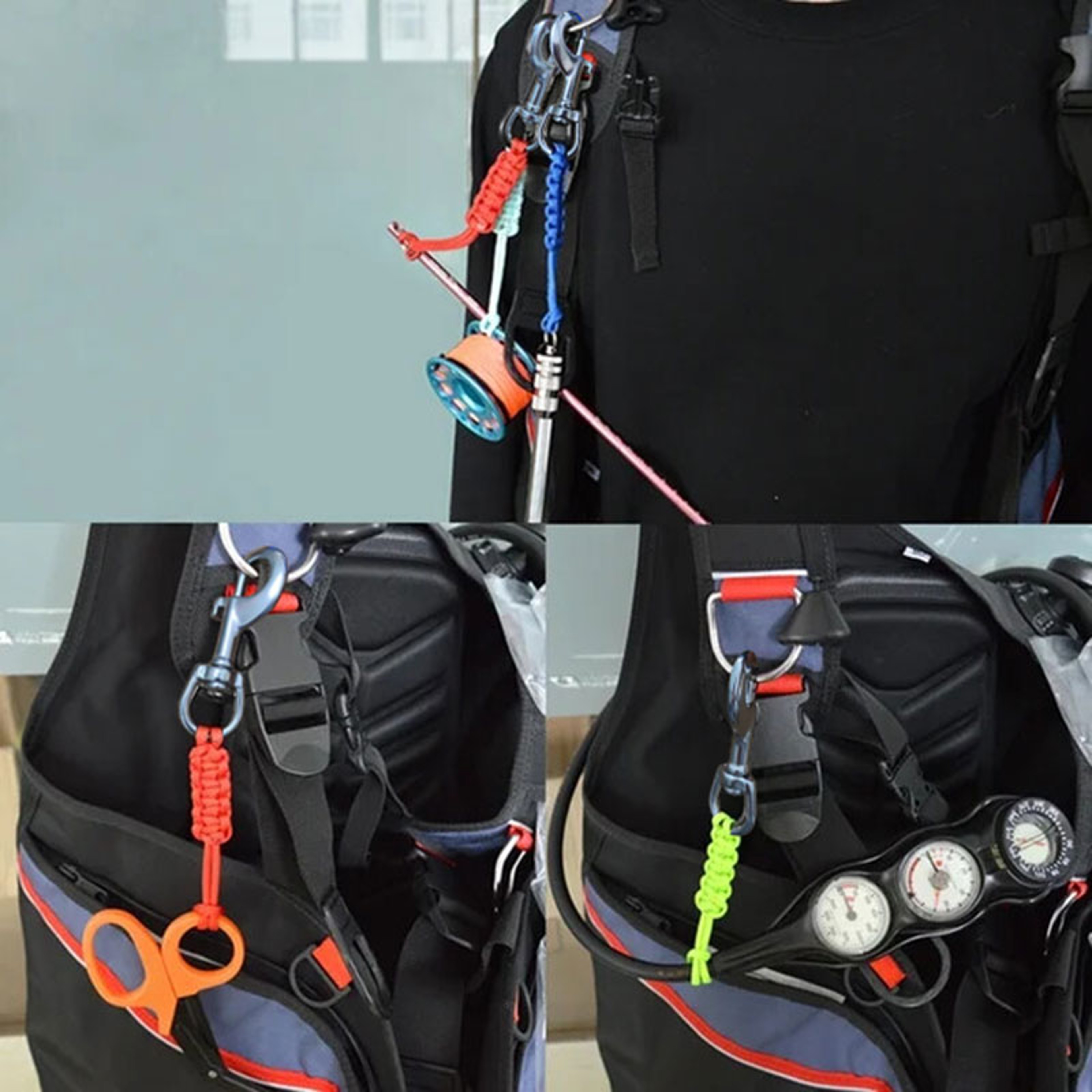Scuba Diving Safety Lanyard With Swivel Bolt Snap Hook Anti Lost Gear Rope 1