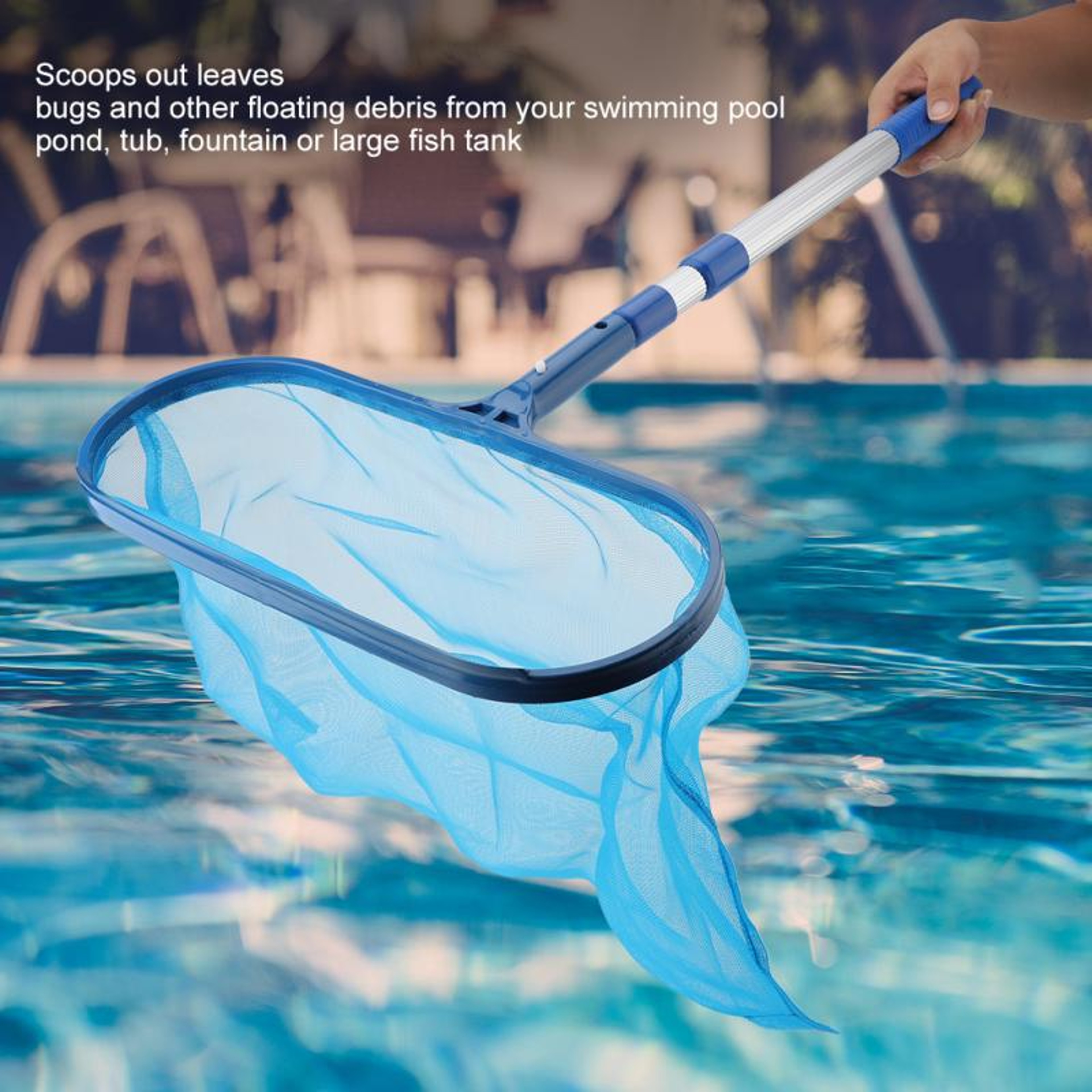 Deep Pool Skimmer Net With Telescopic Pole For Easy Leaf Cleaning 3