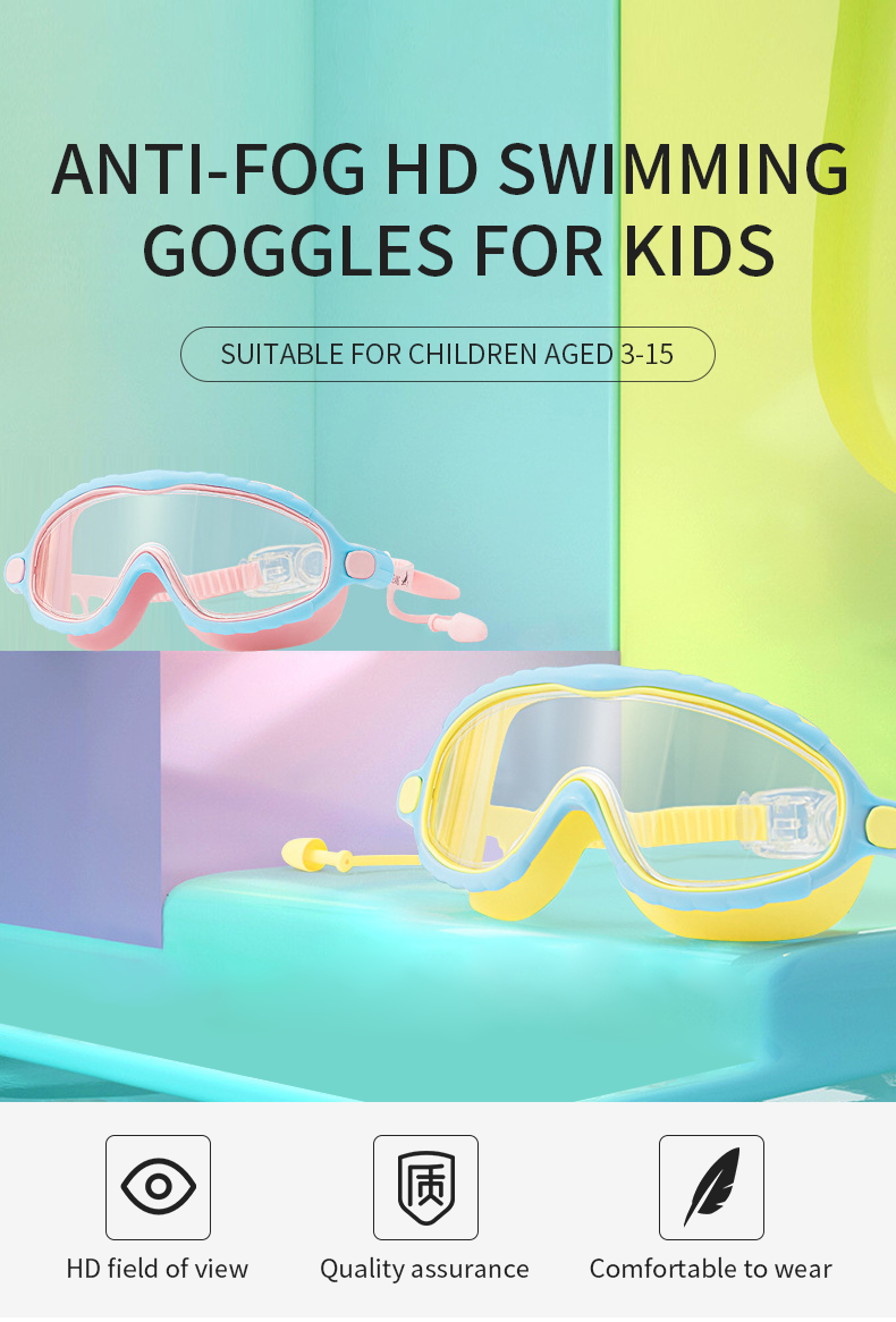 Kids Swimming Goggles for Boys and Girls Anti Fog No Leak HD View Swim Goggles – view 5
