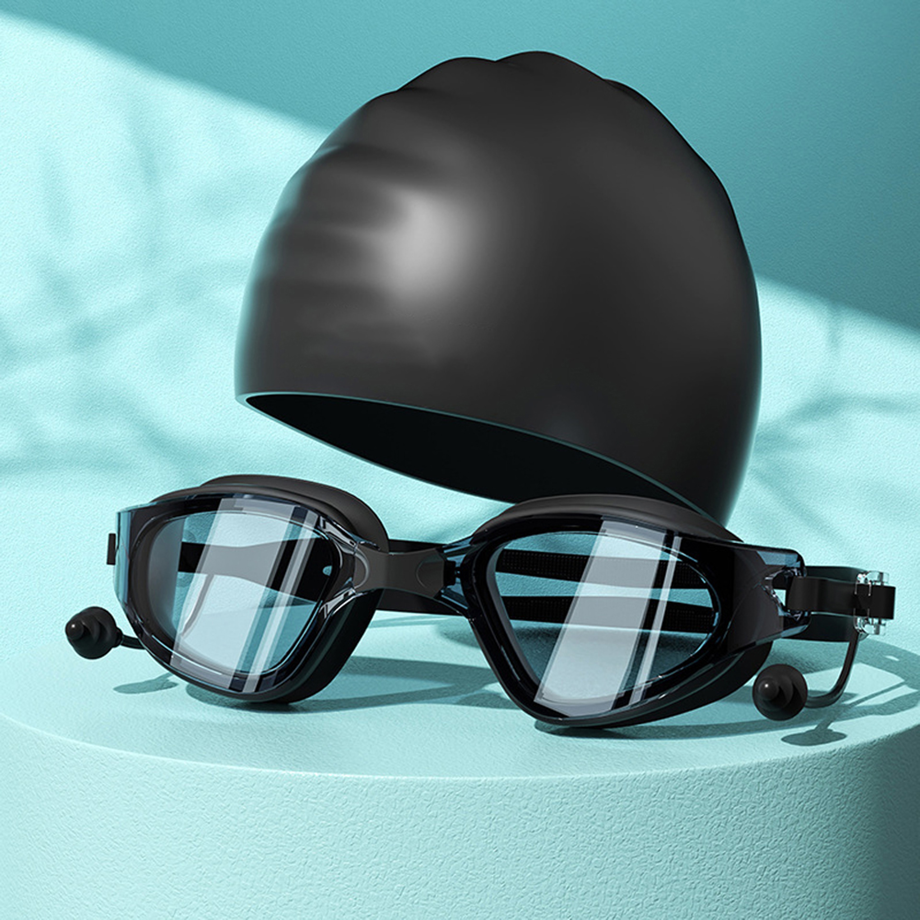 Anti Fog Swimming Goggles Set With Silicone Cap And Earplugs 6