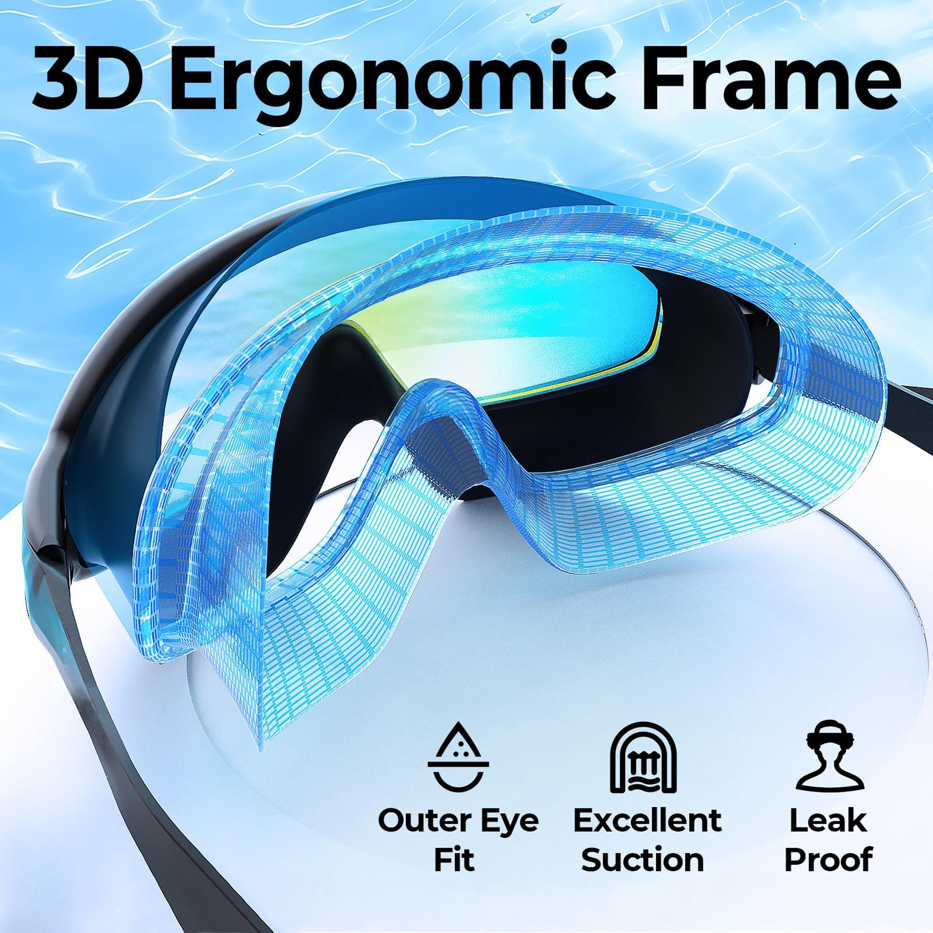 Wide View Anti Fog Swimming Goggles For Adults UV Protection Pool Goggles 4
